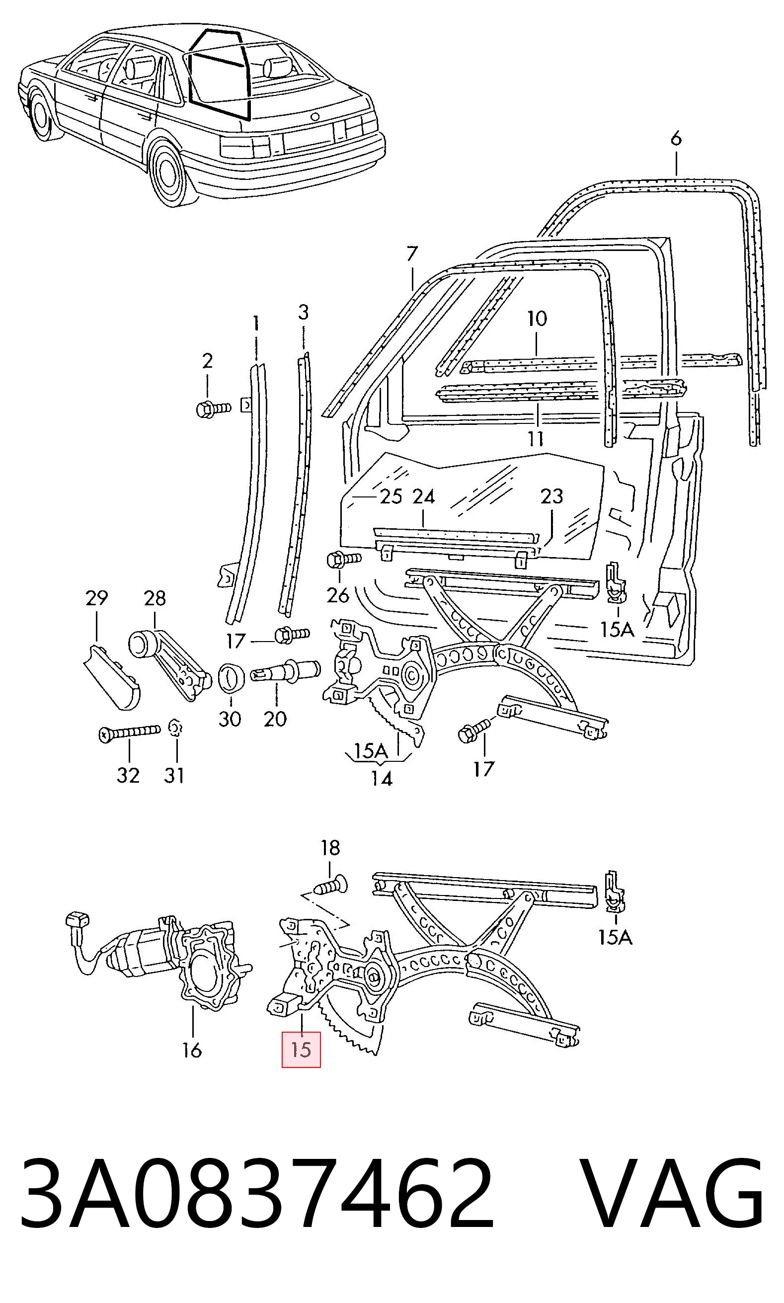 Comprar Mecanismo de elevalunas de la puerta delantera derecha Volkswagen Passat  3A5, 351, 315 a bajo precio