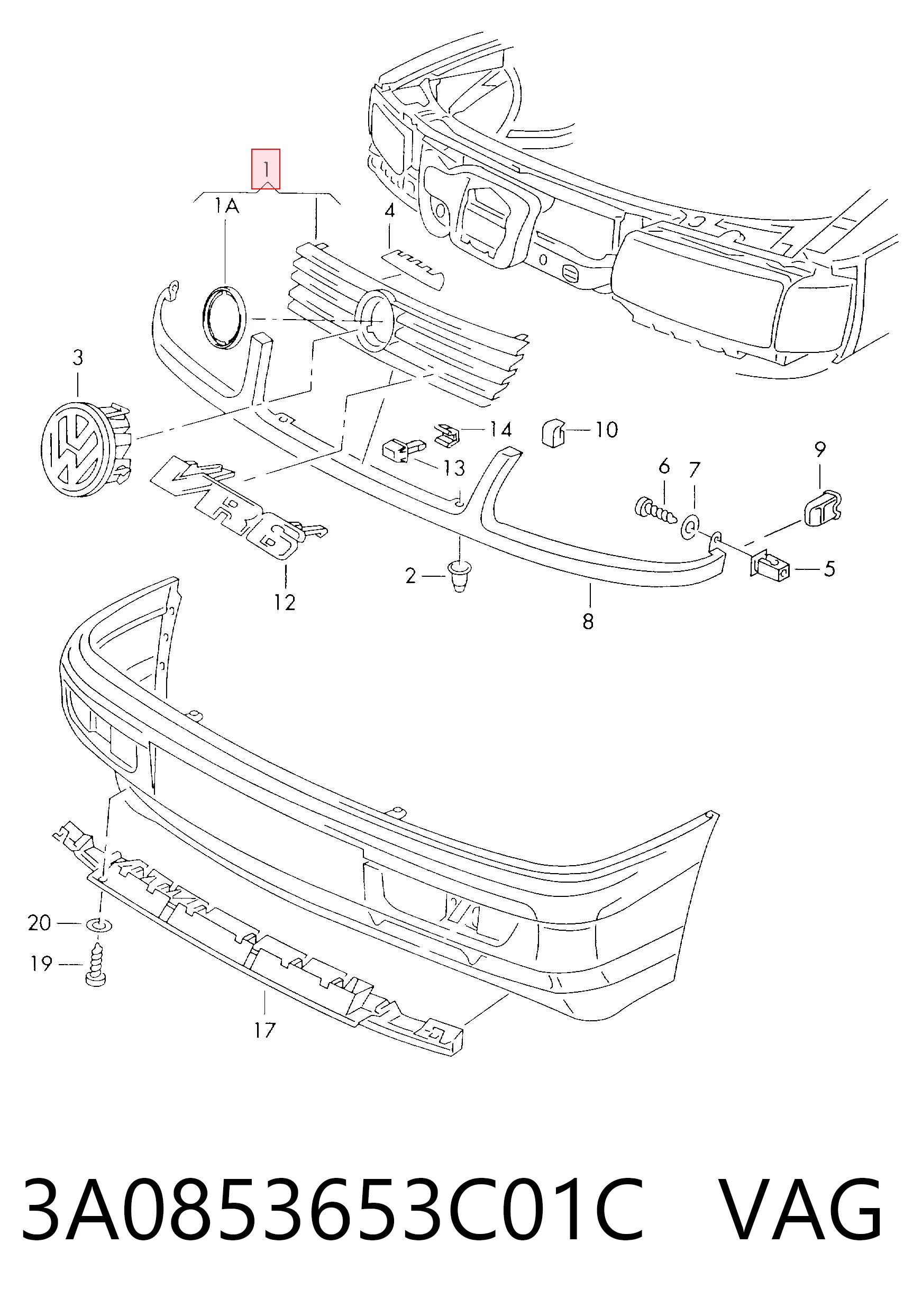 Comprar Parrilla del radiador Volkswagen Passat  3A5, 351, 315 a bajo precio