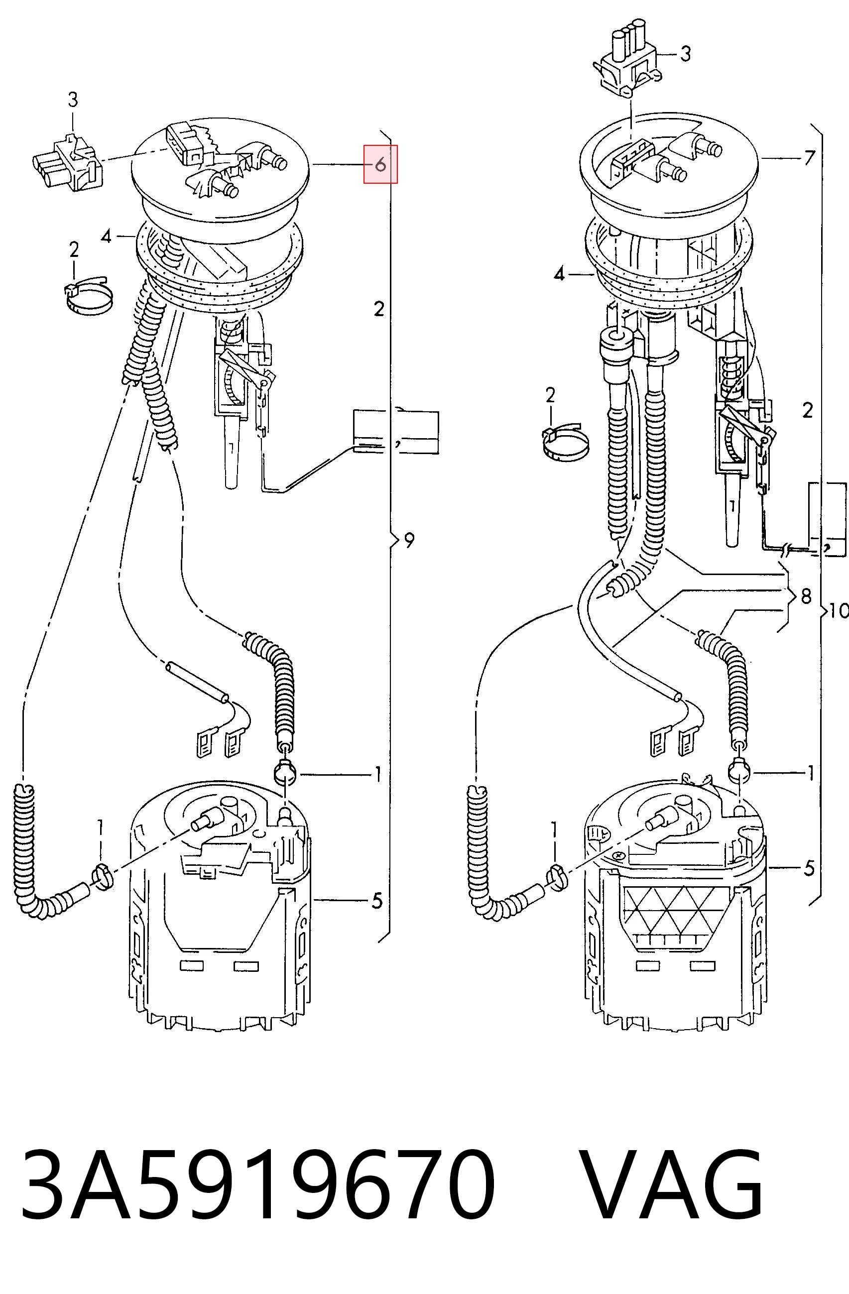 3A5919670 VAG Medidor de combustible