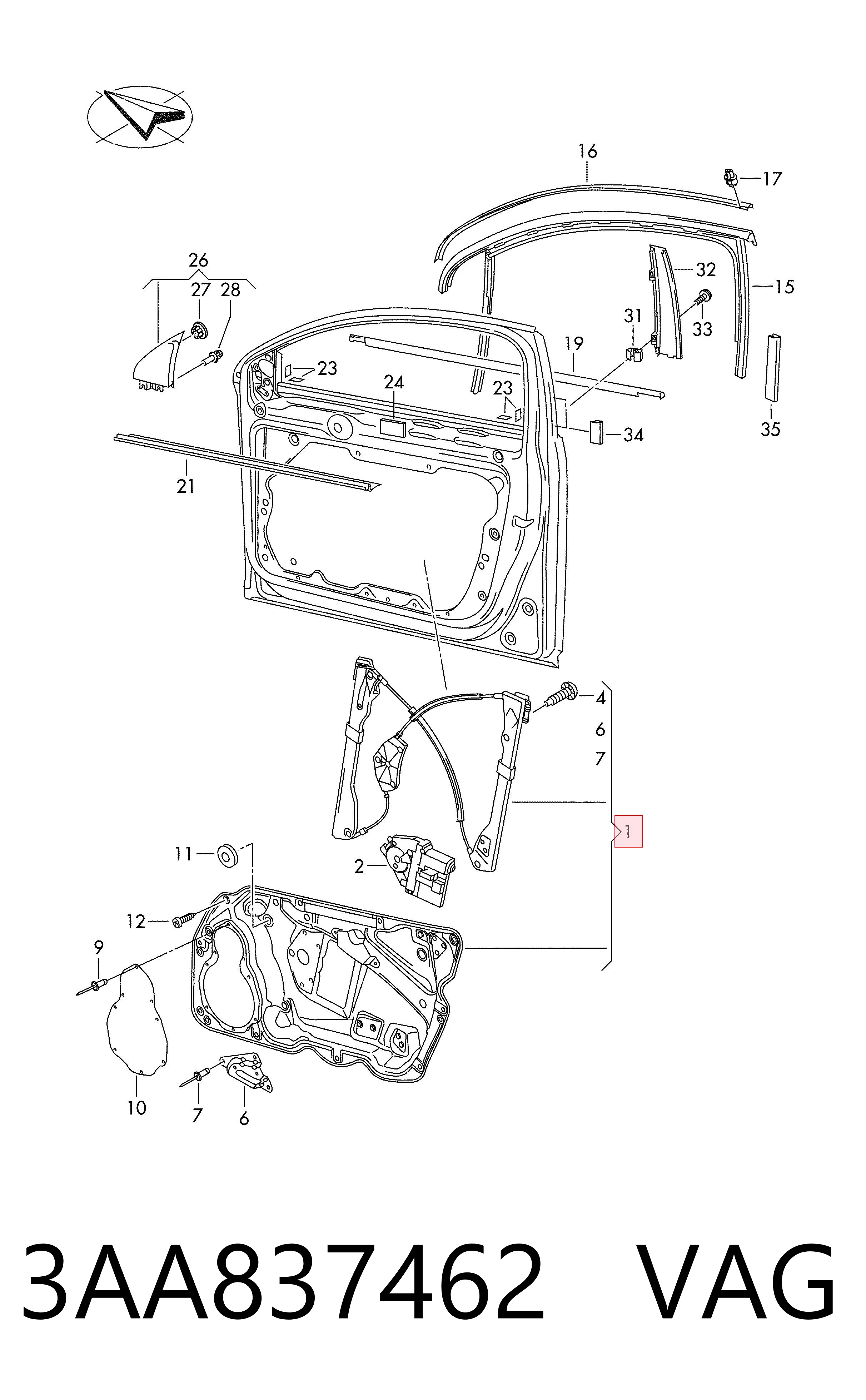 Comprar Mecanismo de elevalunas de la puerta delantera derecha Volkswagen Passat  365 a bajo precio