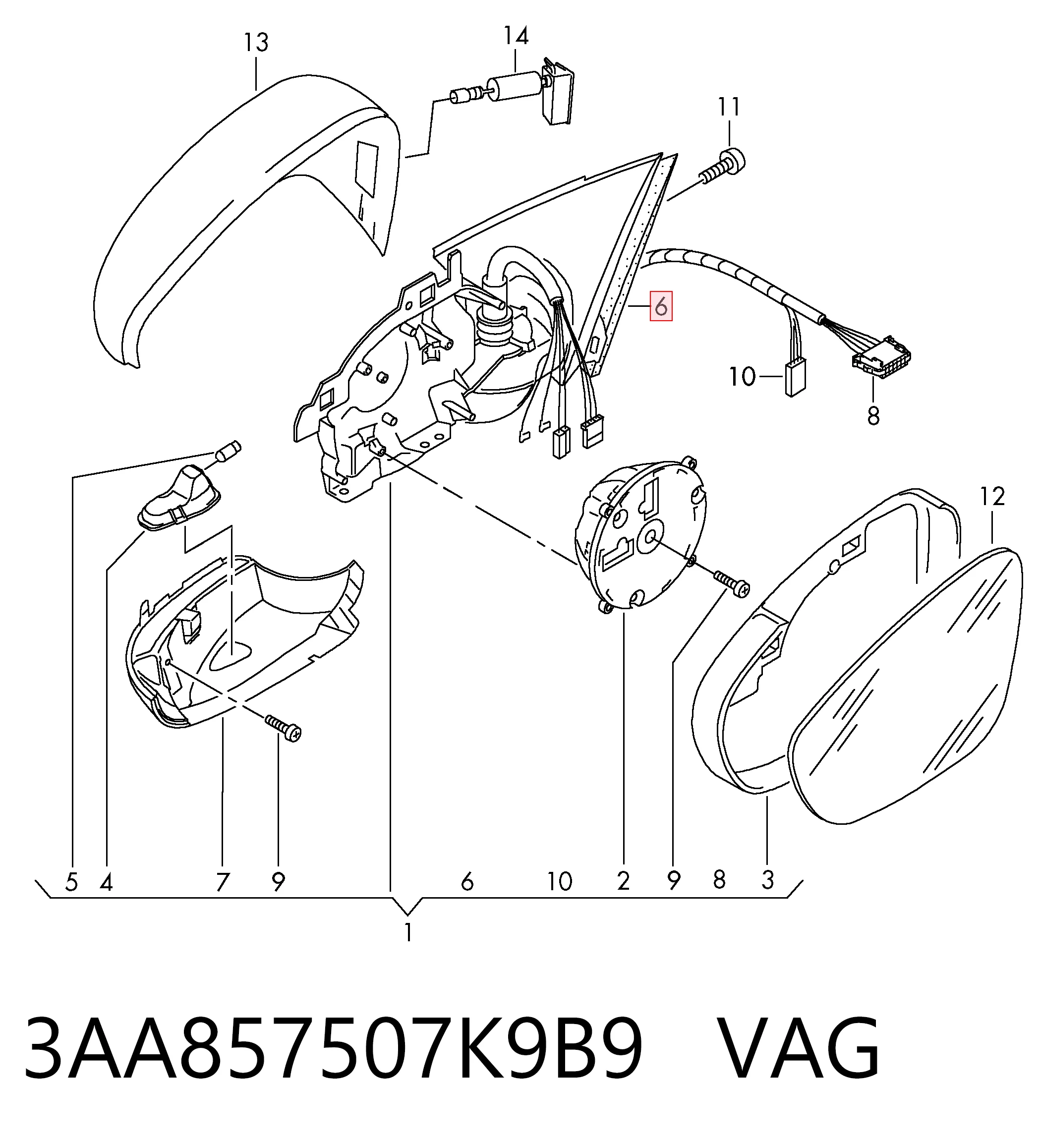 Retrovisor izquierdo Volkswagen Passat B7
