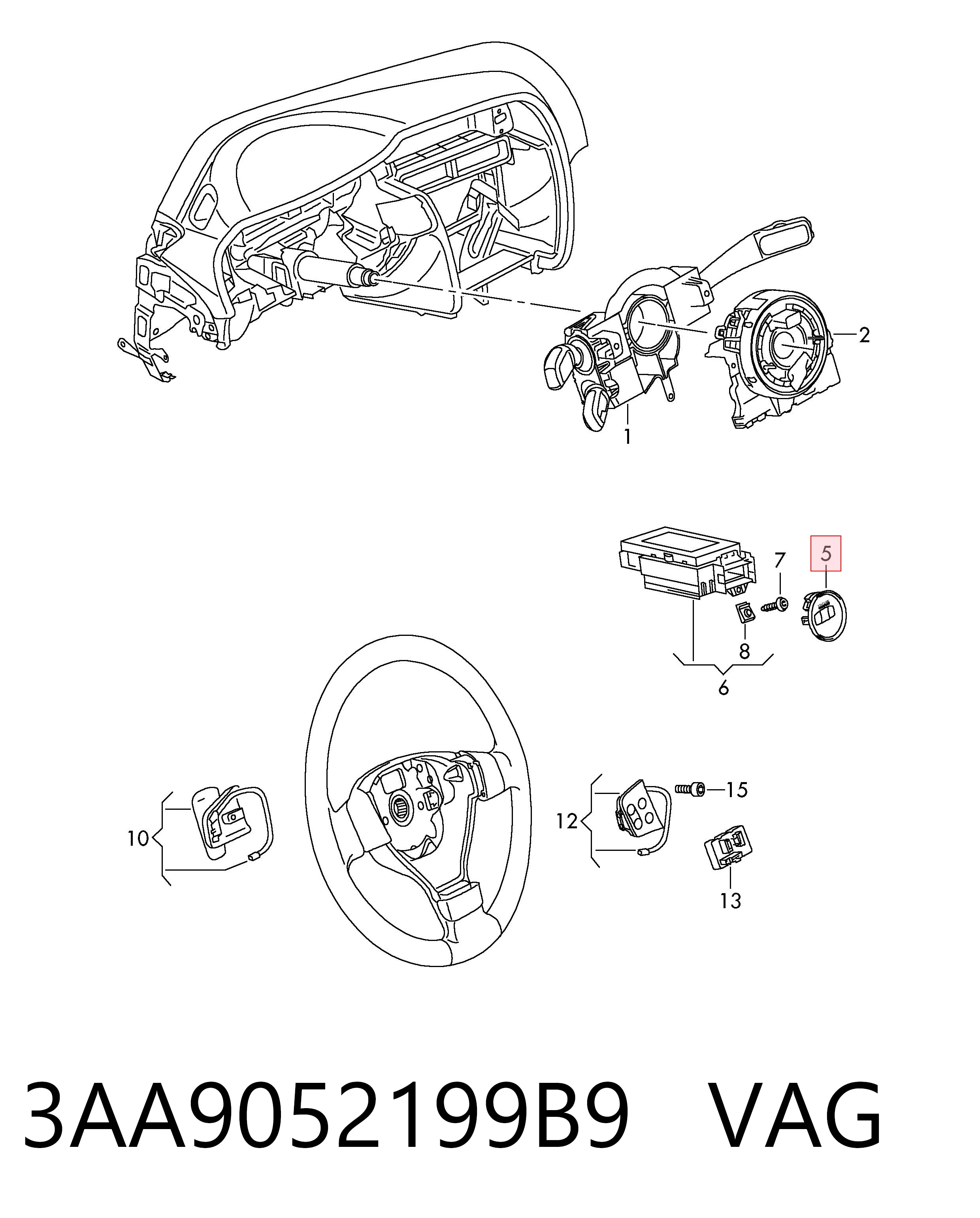 3AA9052199B9 VAG Botón de arranque del motor