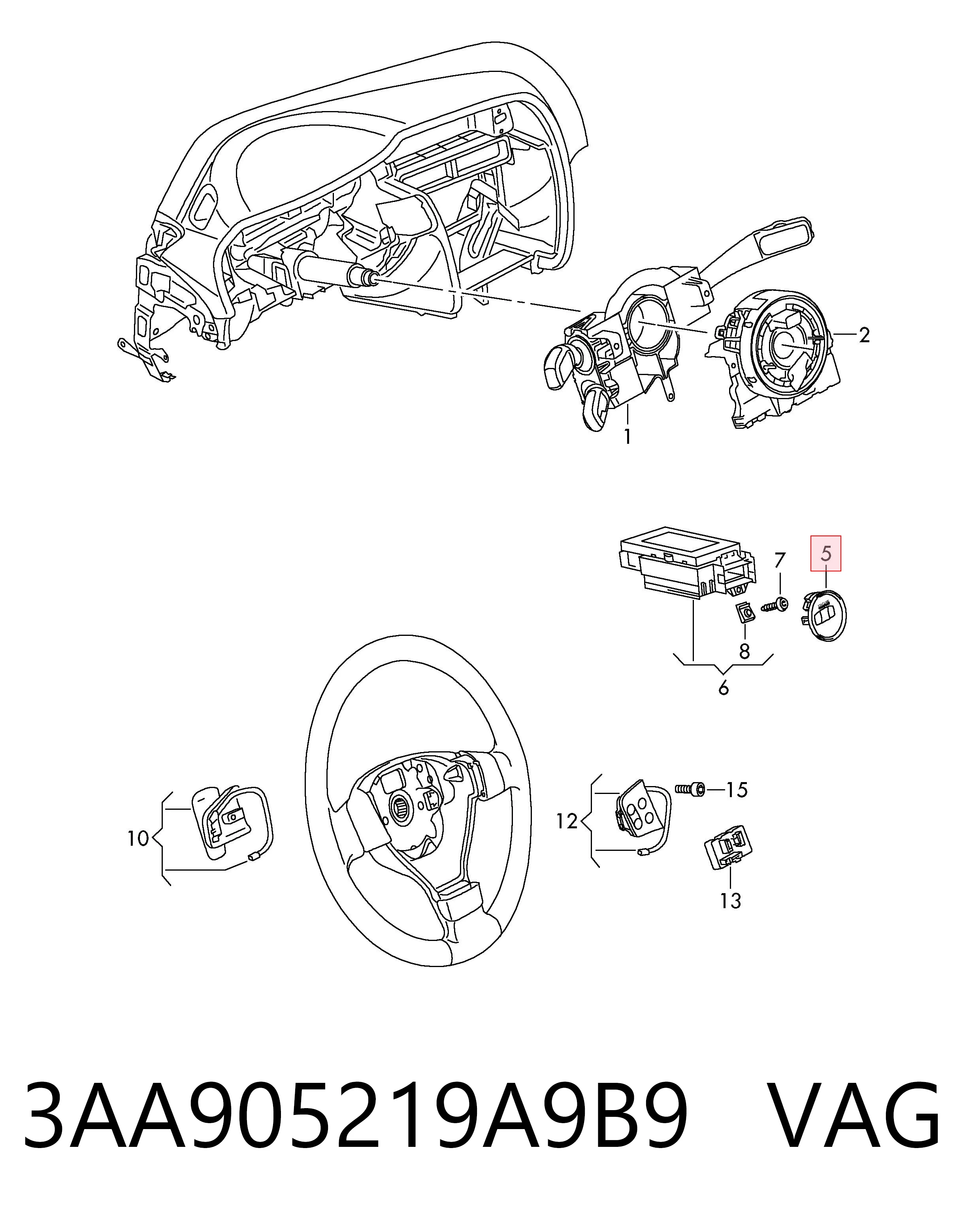 3AA905219A9B9 VAG Botón de arranque del motor