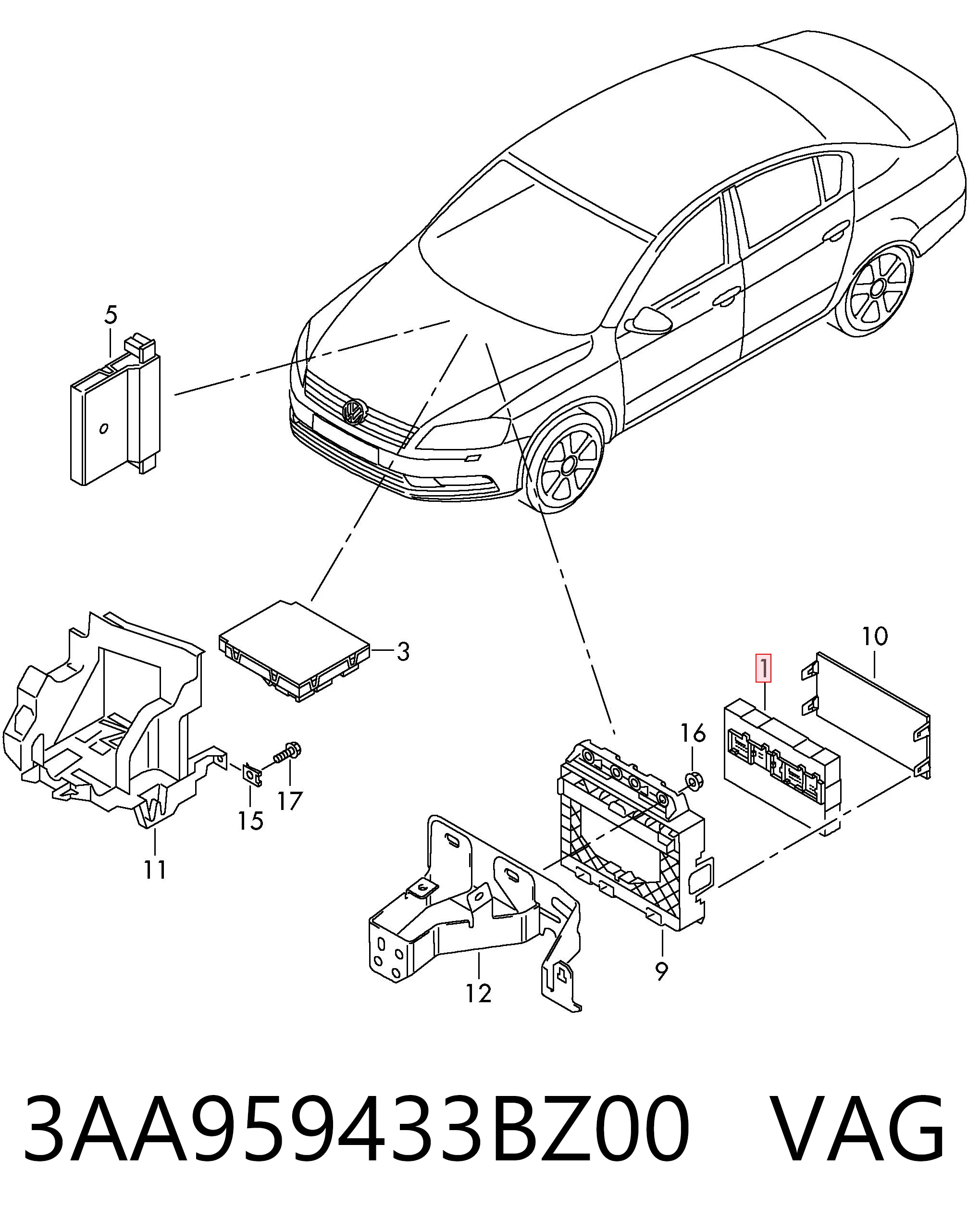 Módulo de confort para Volkswagen Passat CC B7 358