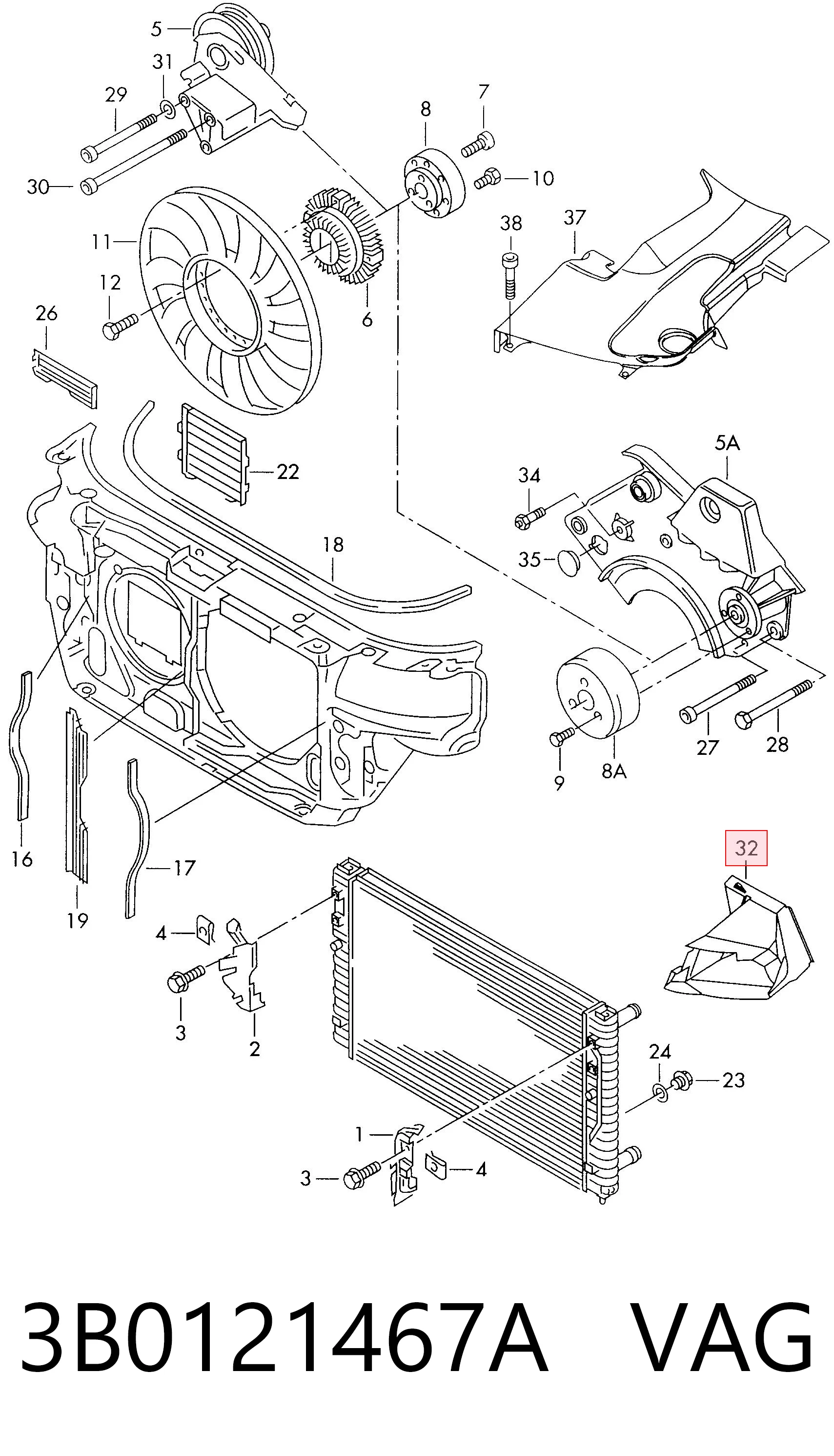 3B0121467A VAG Difusor de intercooler