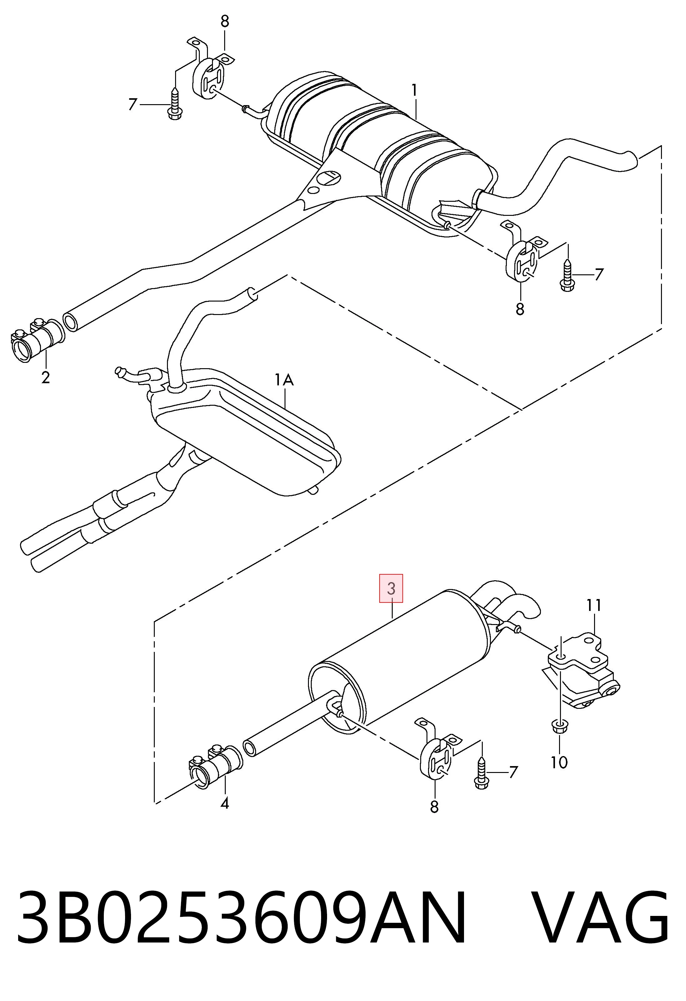 Silenciador trasero para Audi A6 4G2, 4GC