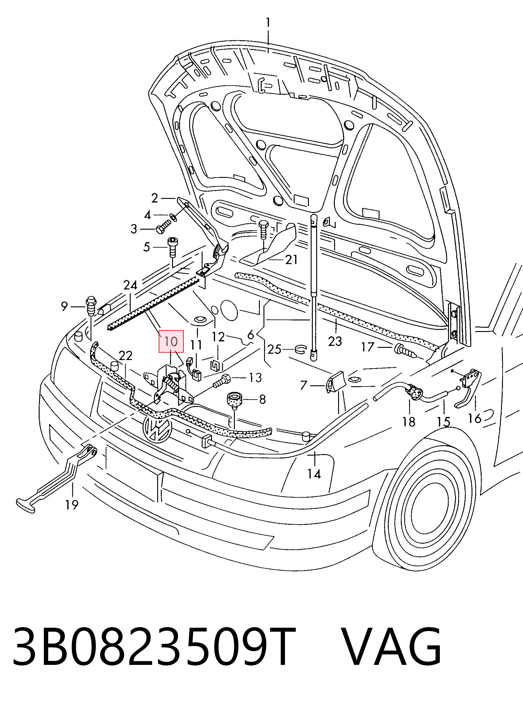 3B0823509T VAG Cerradura de Capot