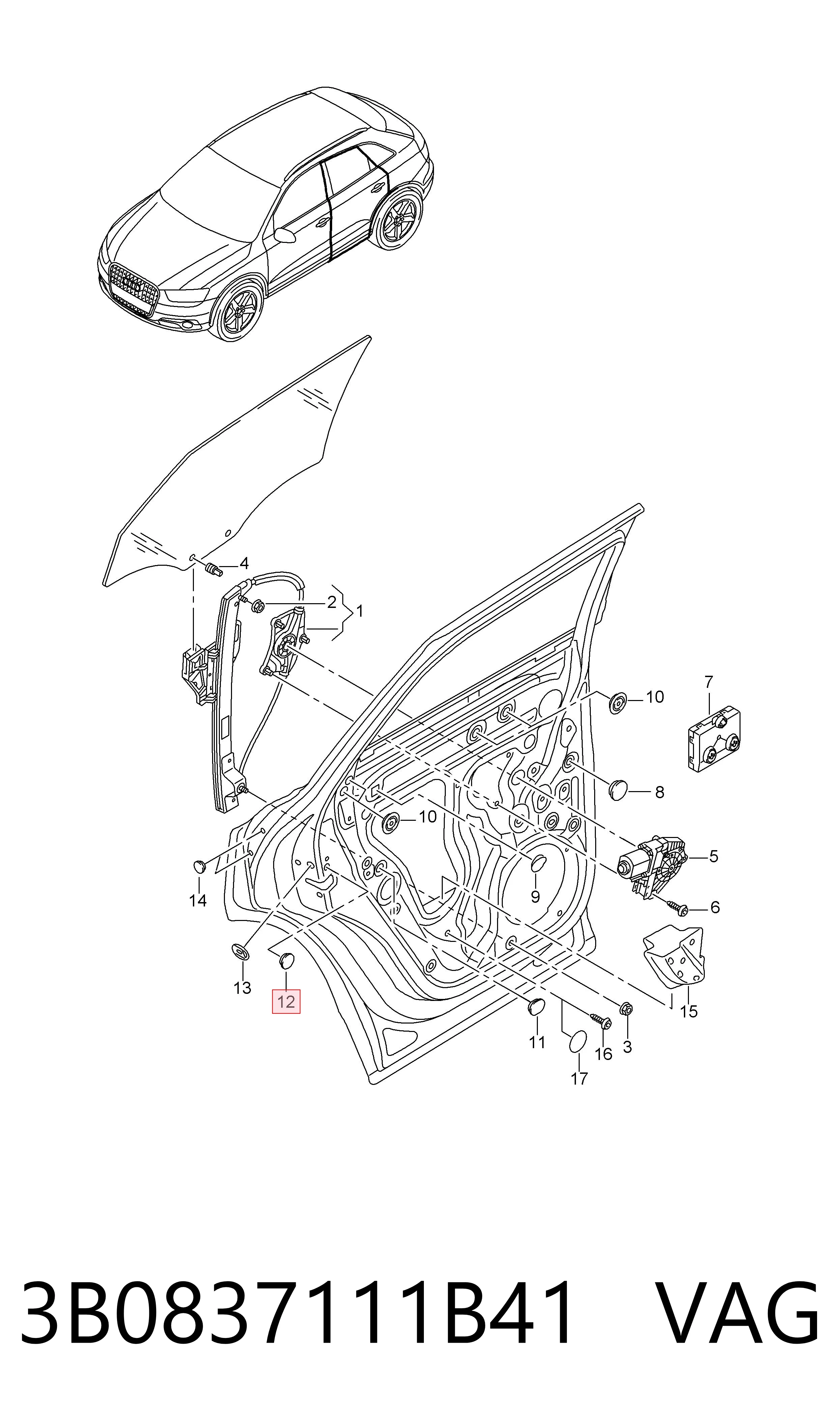 3B0837111B41 VAG Cubre motor