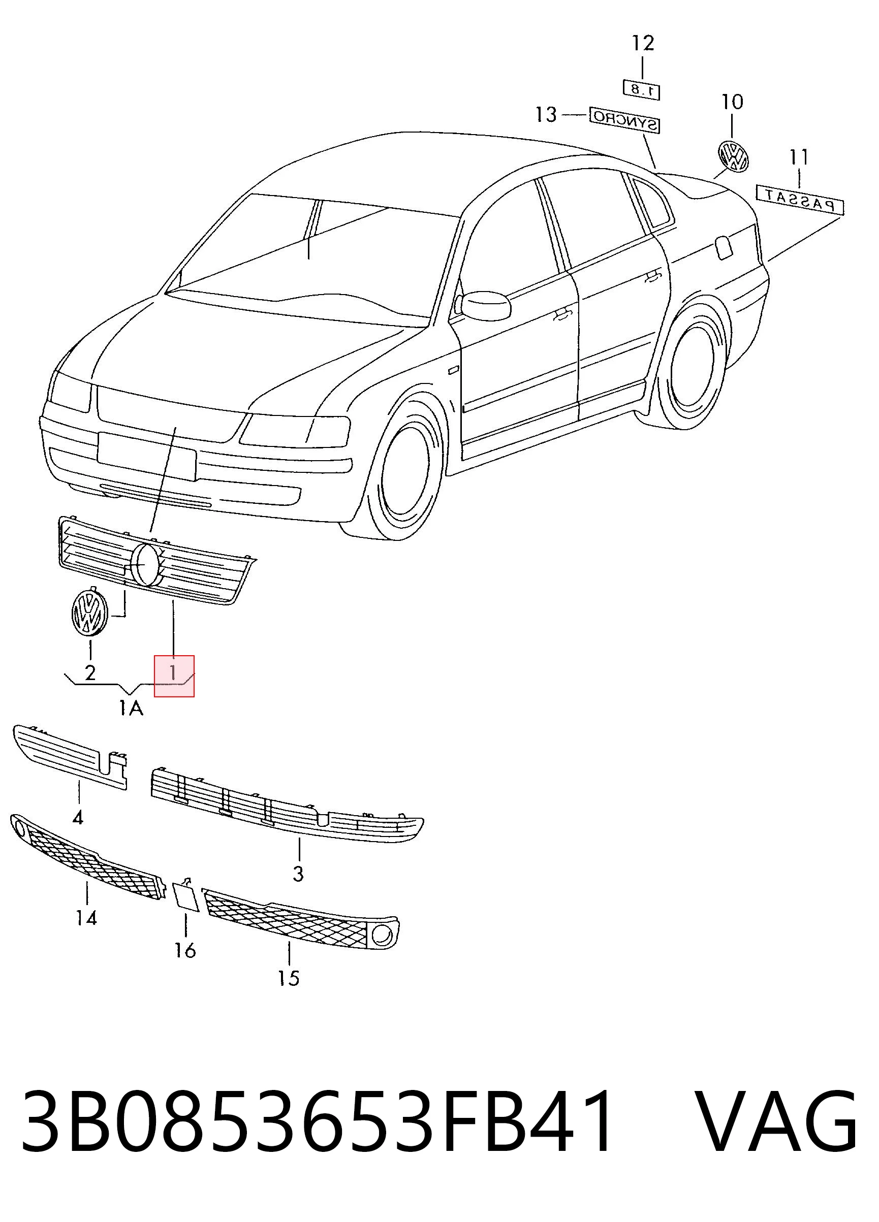  Parrilla Volkswagen Passat 