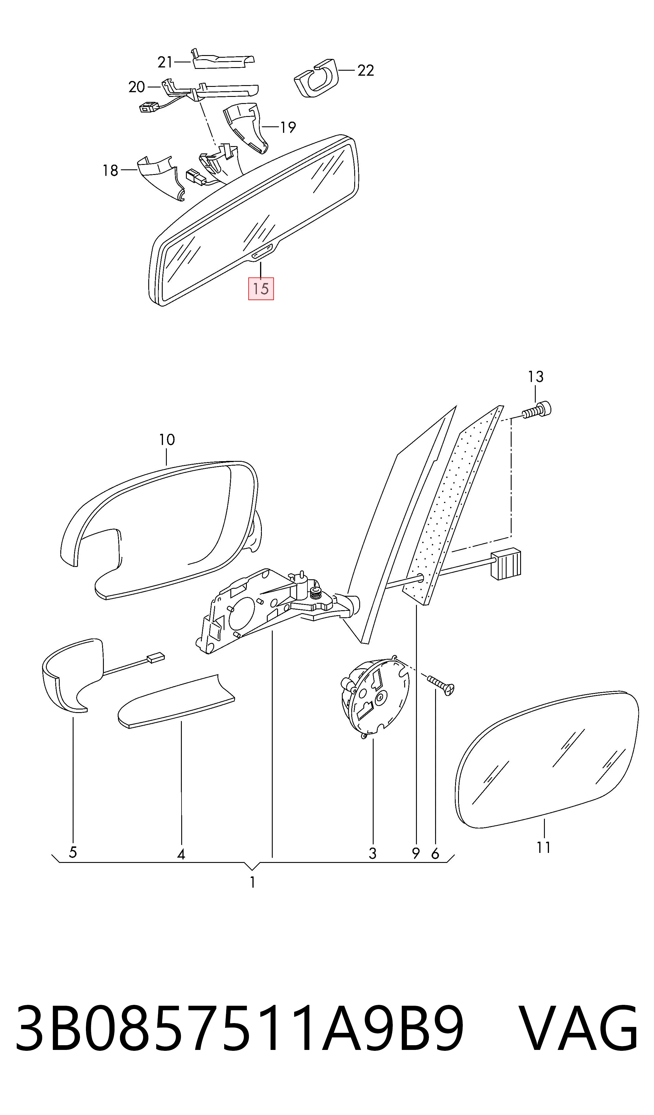 Comprar Espejo interior Volkswagen Caddy IV SAB, SAJ