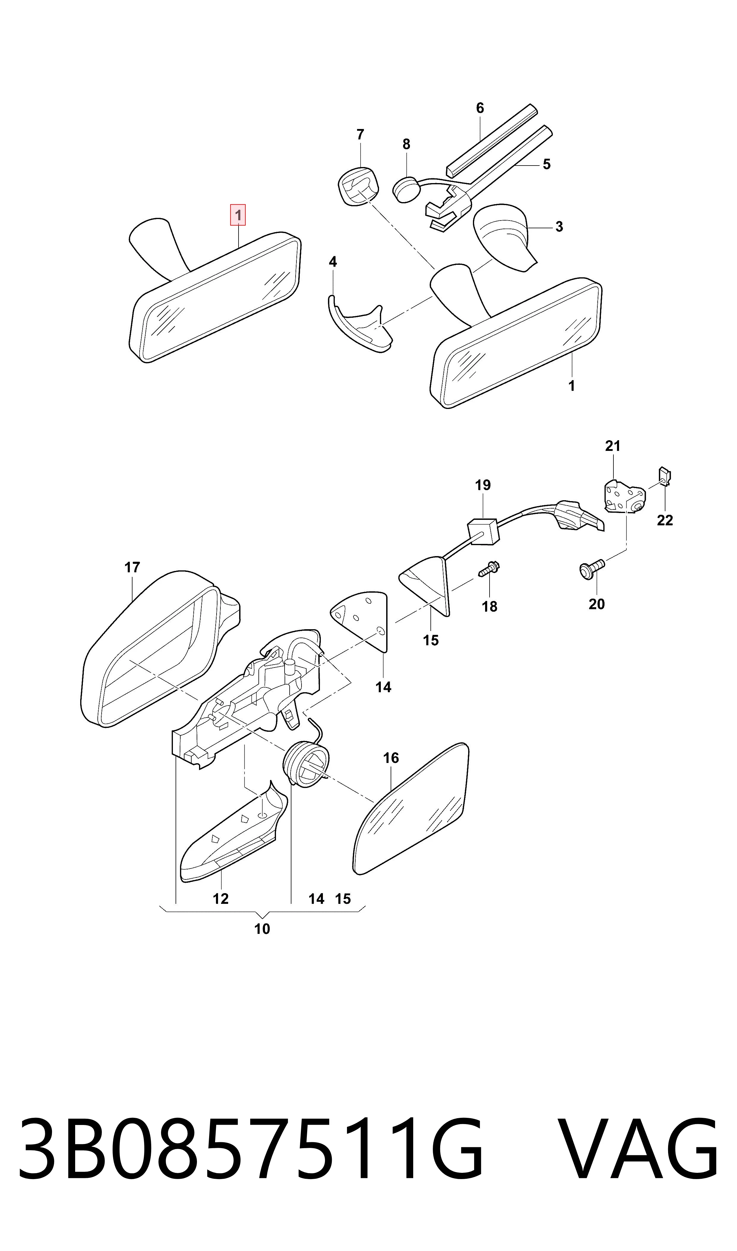 Espejo interior Volkswagen Polo III hatchback (6N2) (1999 - 2001) precio, desde 29,04 EUR