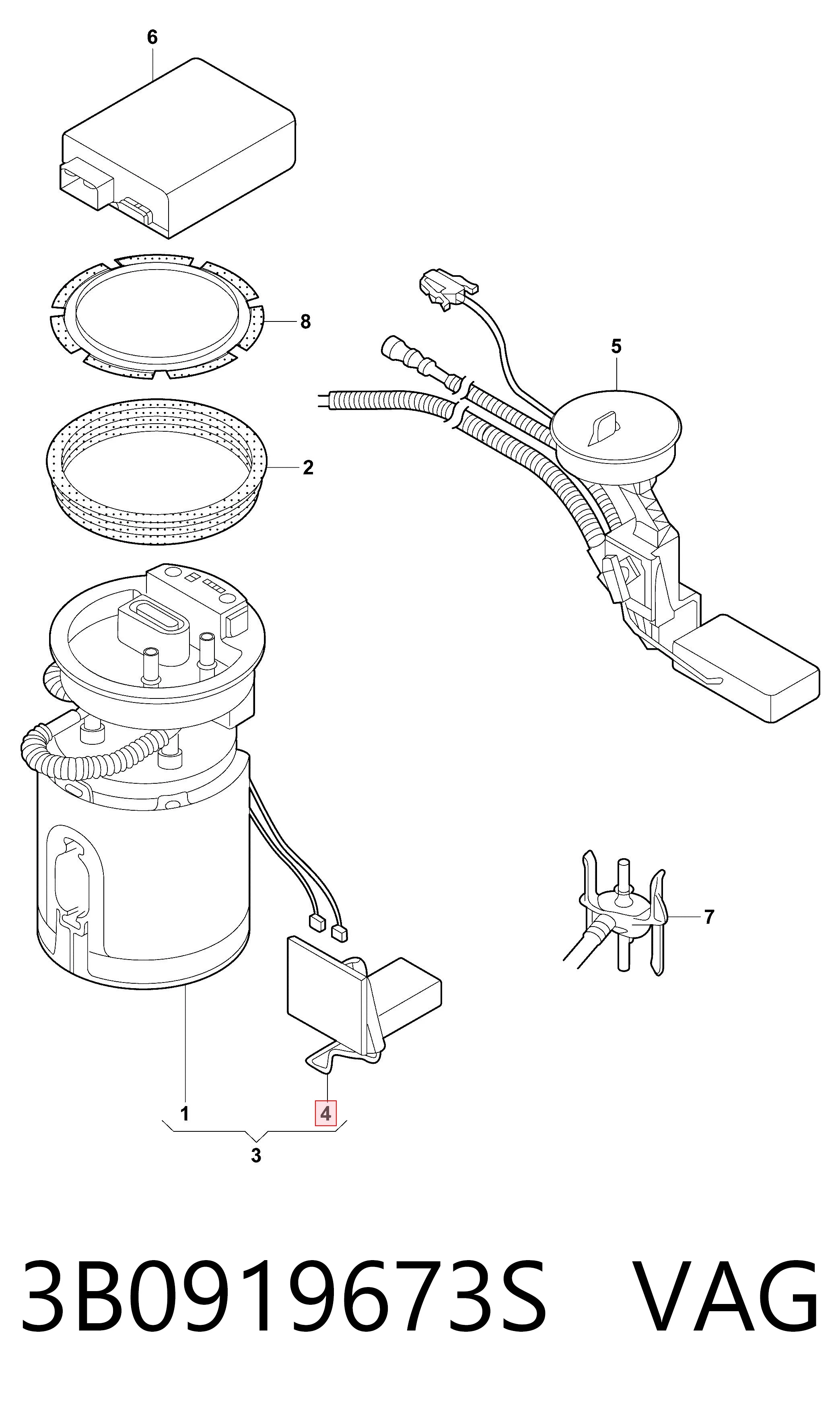 3B0919673S VAG Medidor de combustible