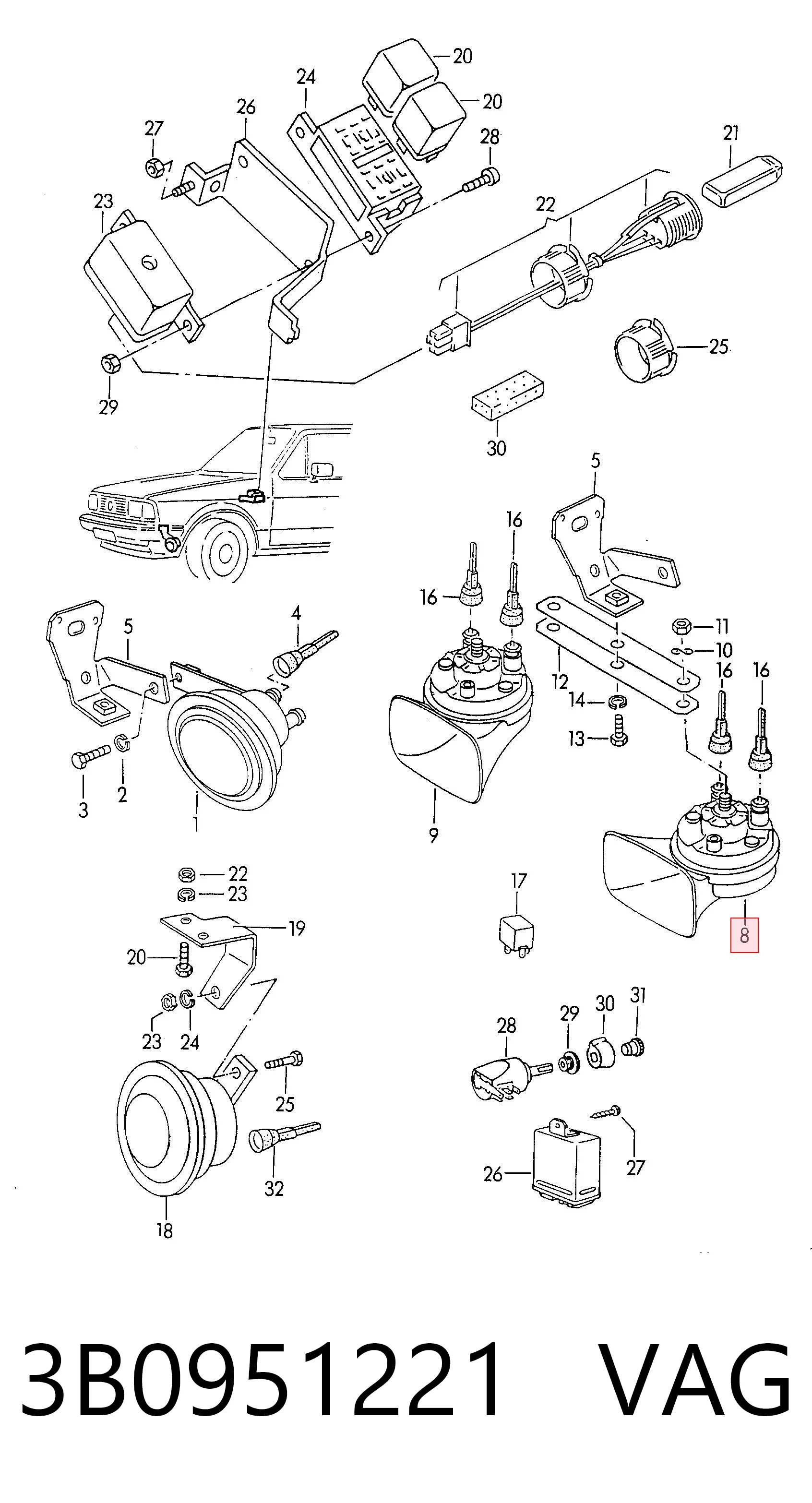 3B0951221 VAG Claxon