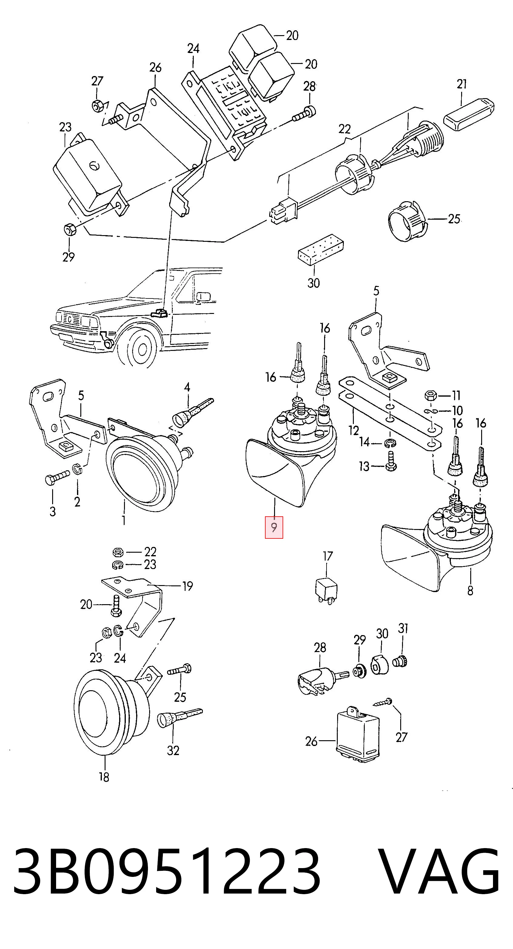 3B0951223 VAG Claxon