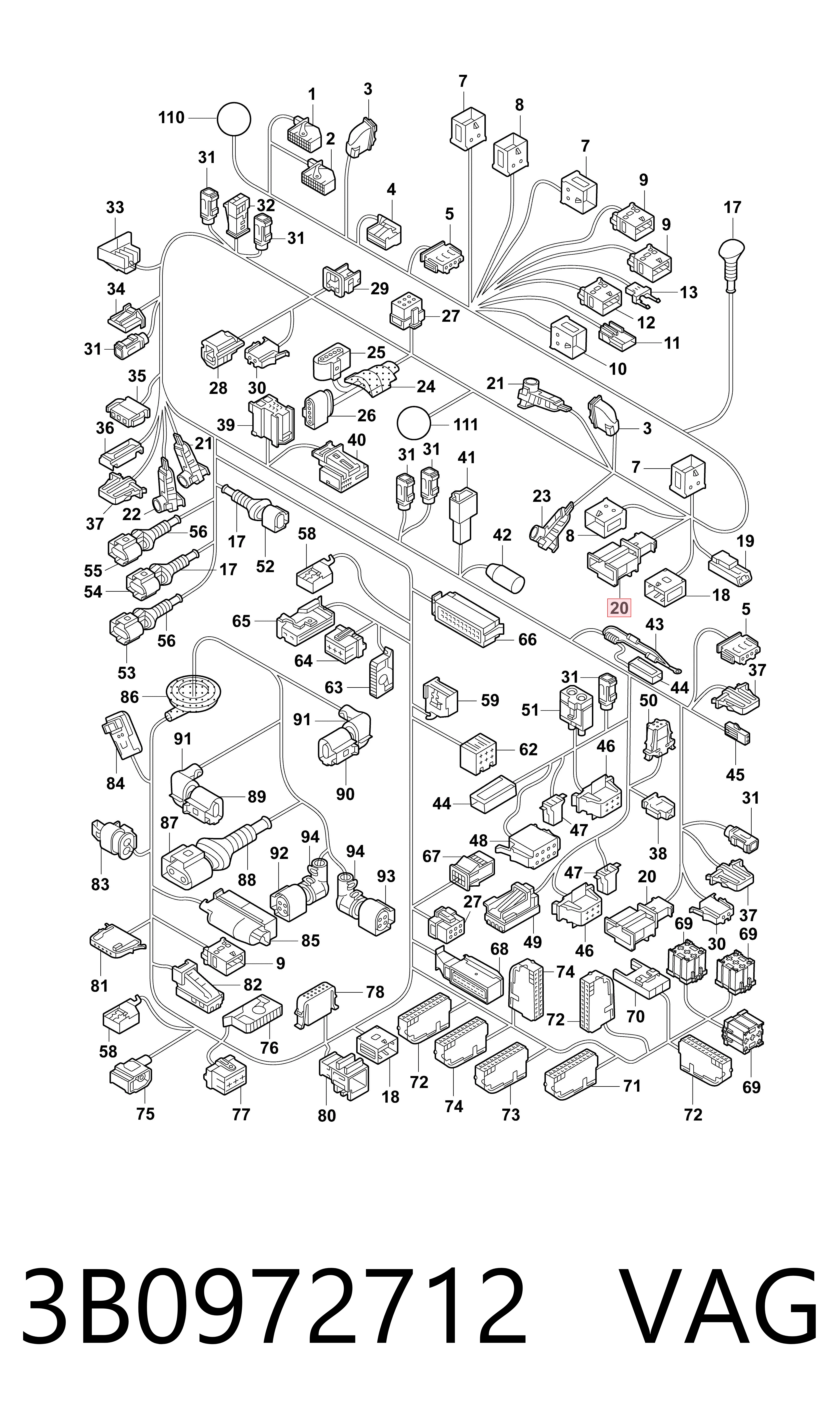 3B0972712 VAG Conector de alternador