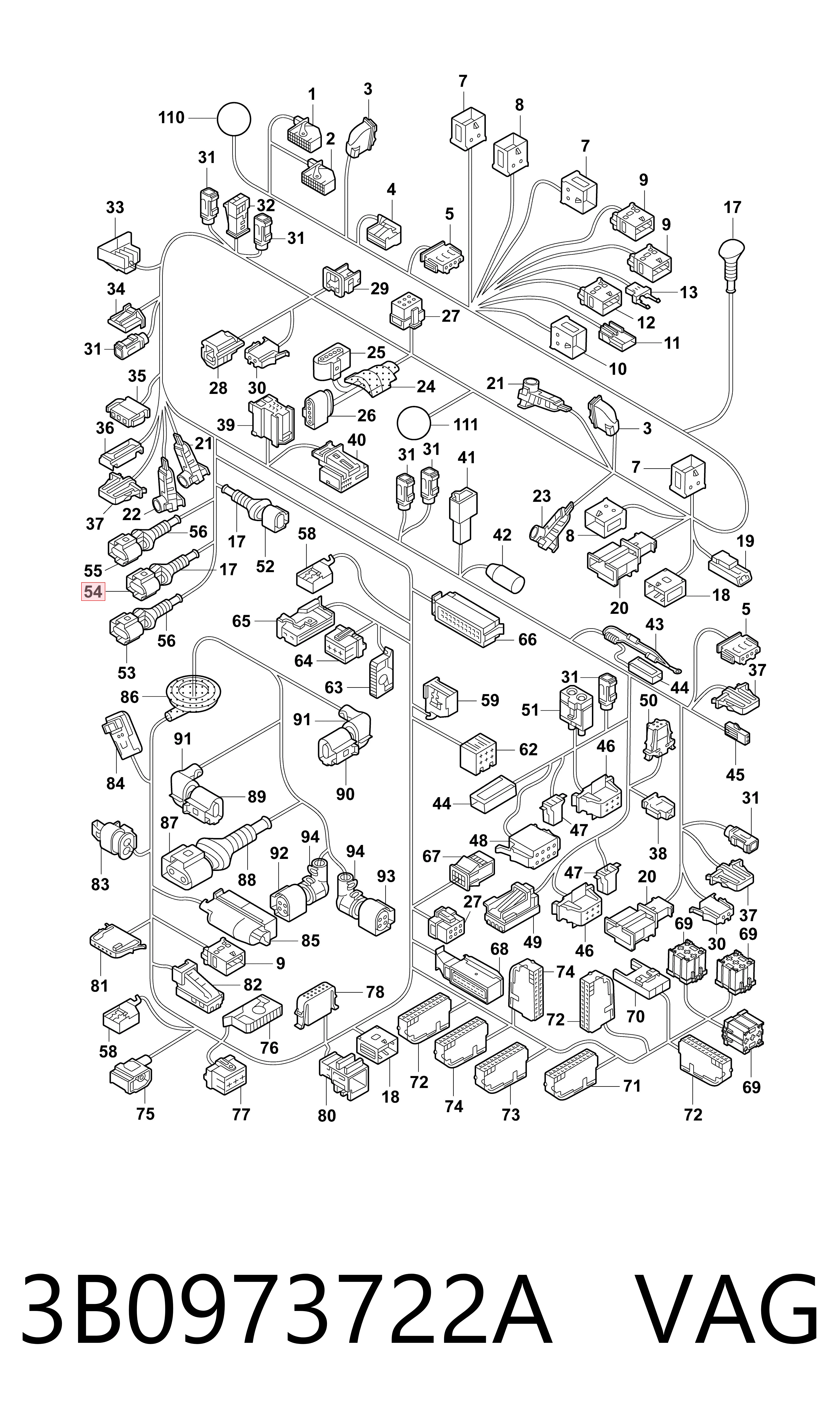 3B0973722A VAG Conector del regulador de fases de distribución