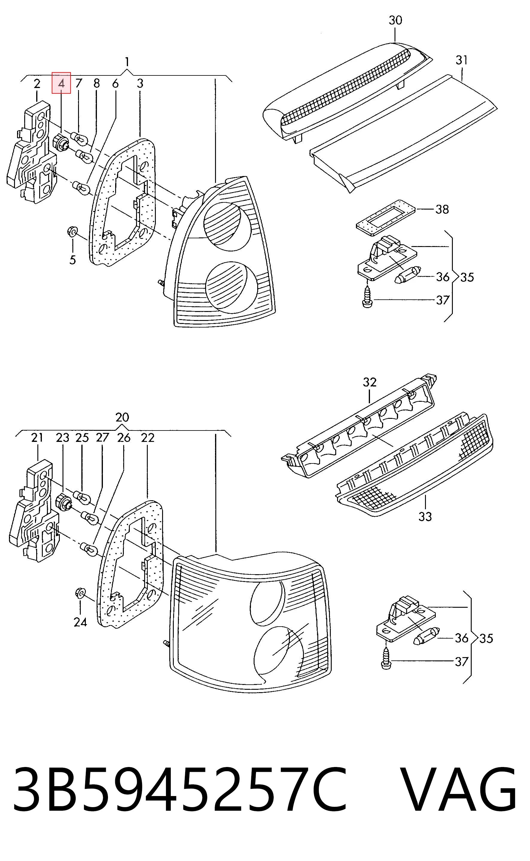 3B5945257C VAG Portalámparas de faro