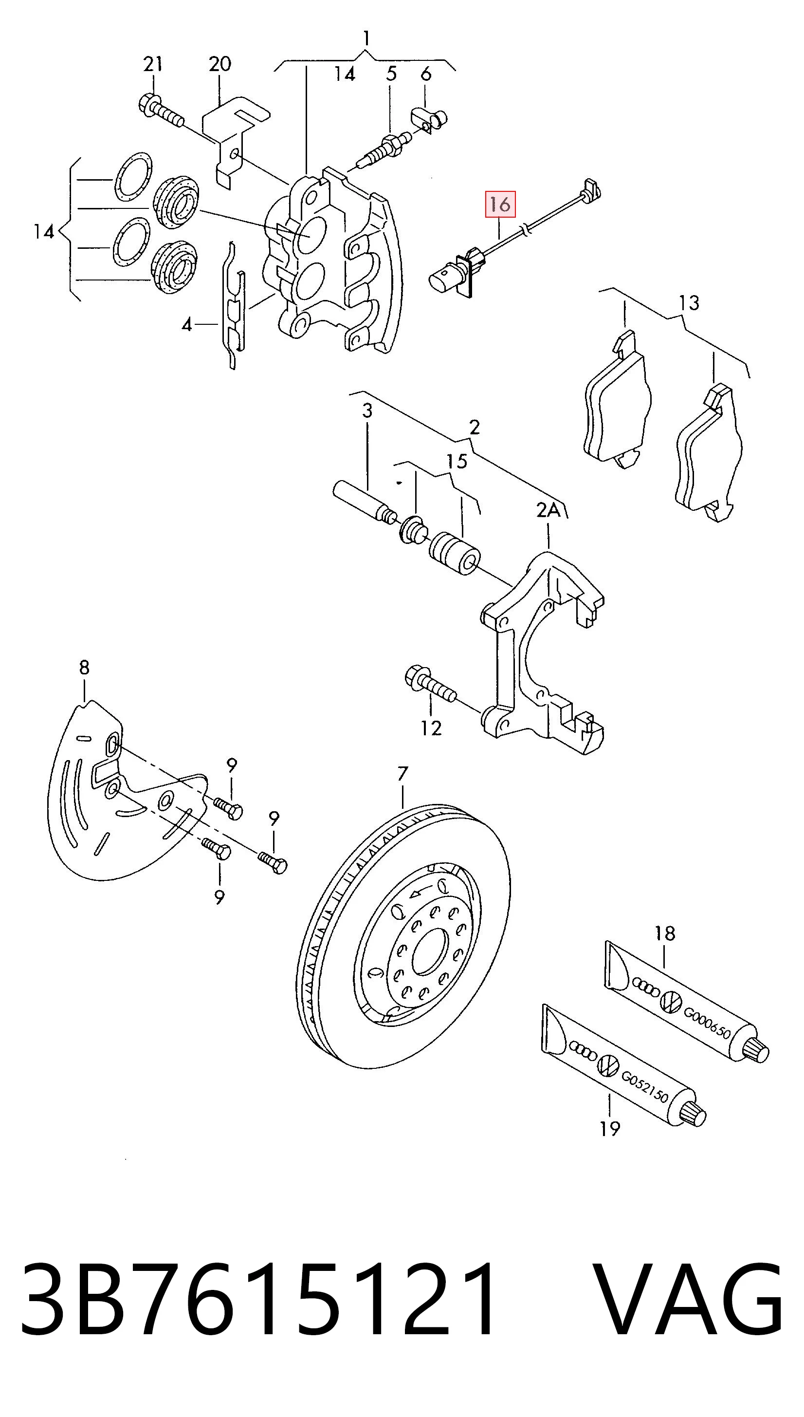 Comprar Sensor de desgaste de las pastillas de freno delanteras Volkswagen Passat  3B3 a bajo precio