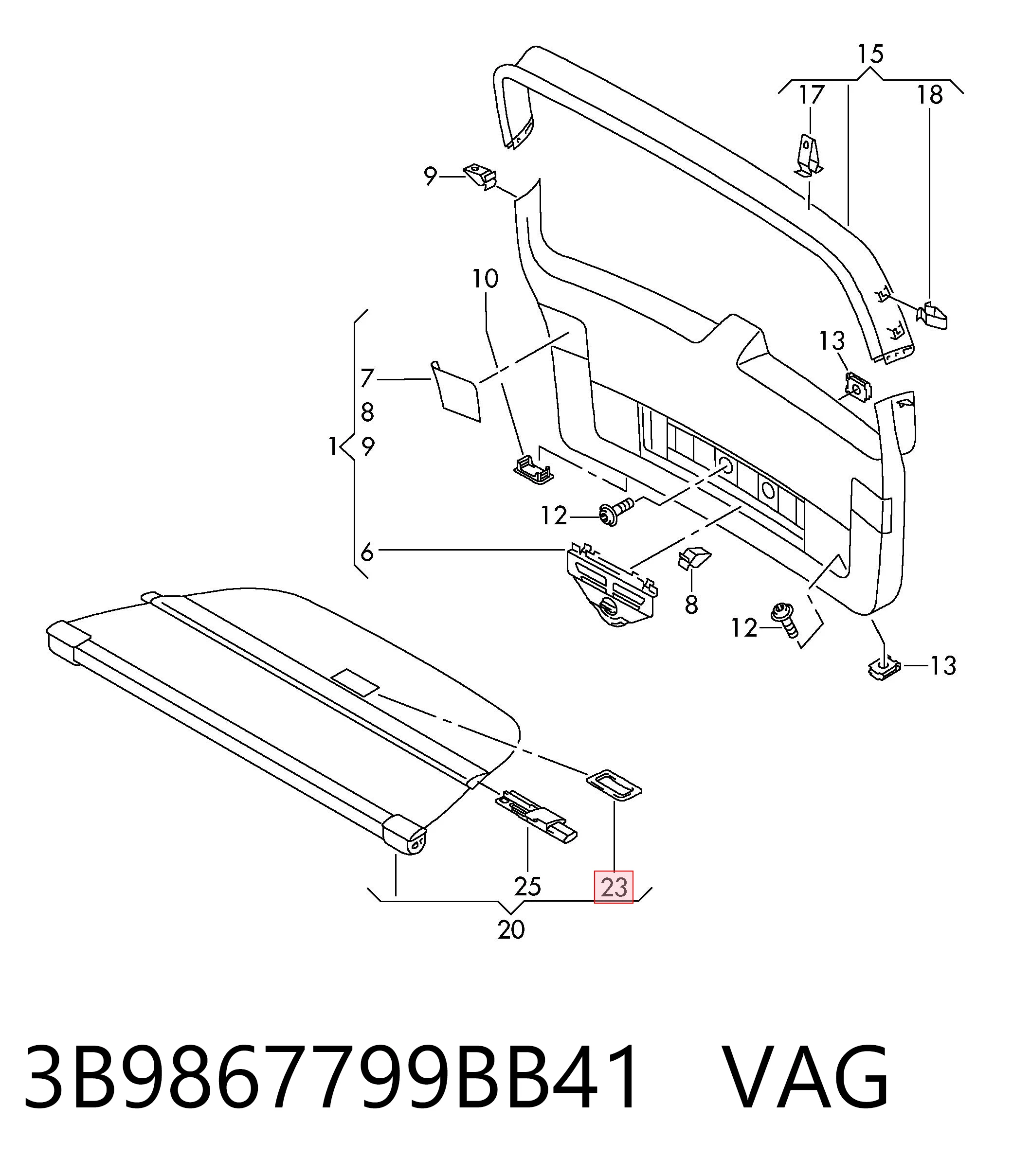3B9867799BB41 VAG Embellecedor de la manija de puerta