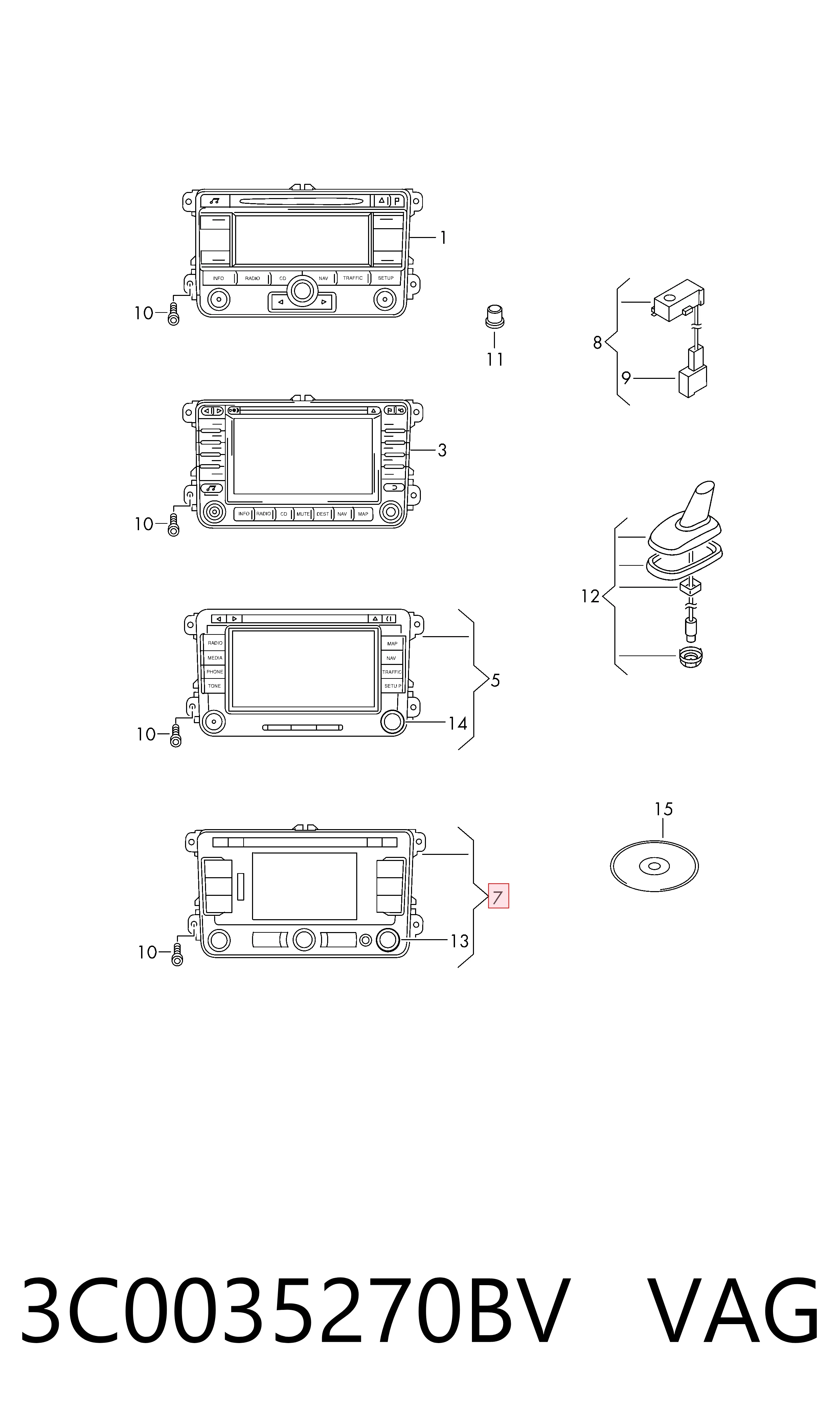 Radio para Volkswagen Tiguan I 5N1, 5N2