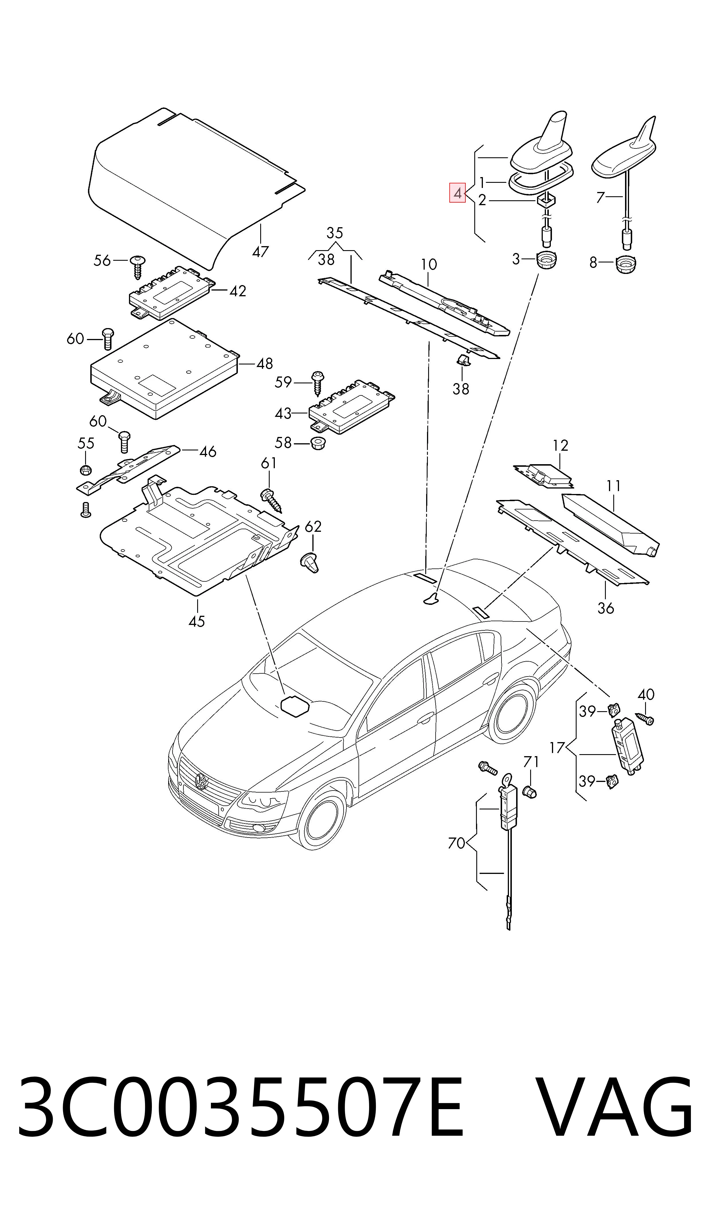 Antena de tiburón para Volkswagen Caddy ALLTRACK IV SAB