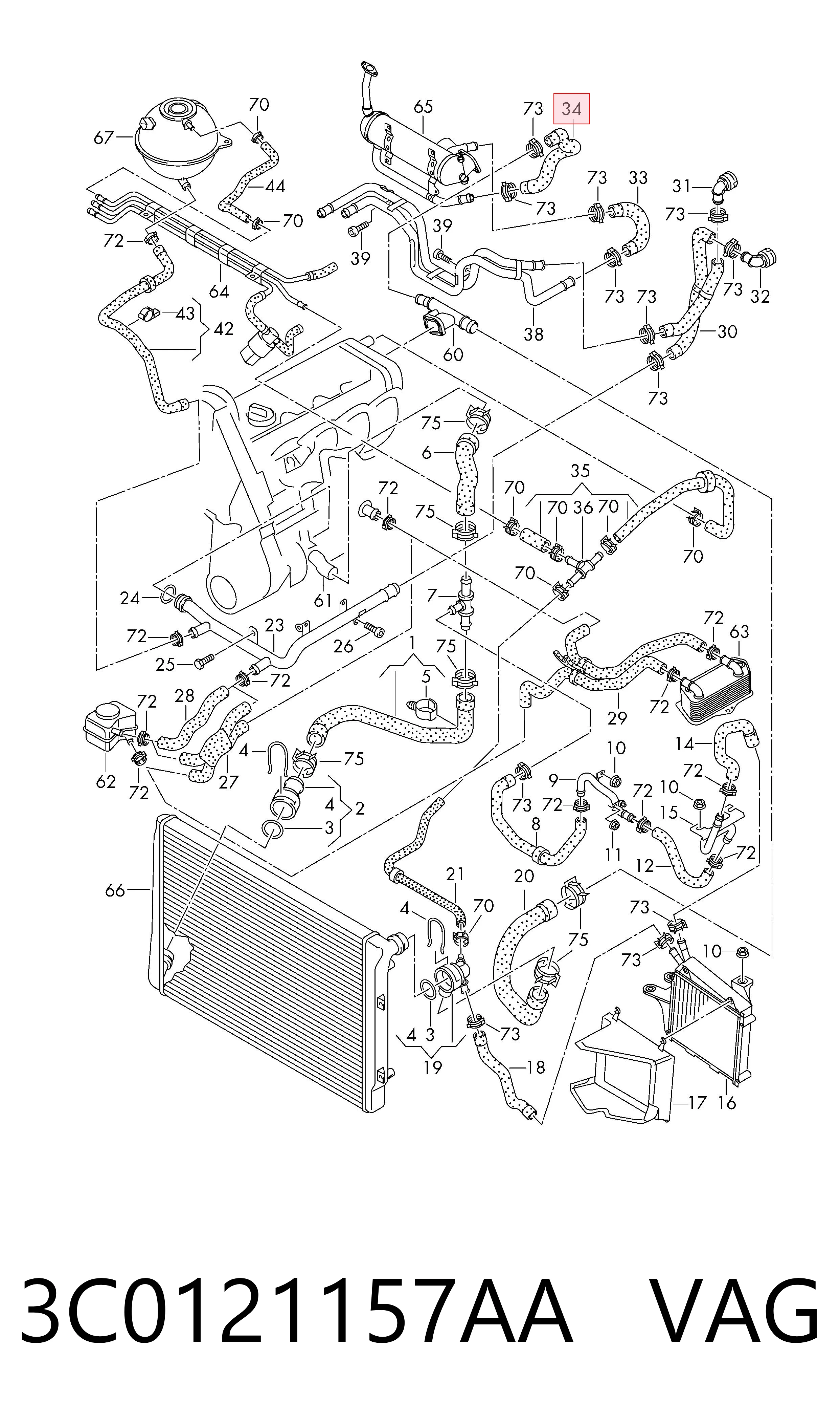 3C0121157AA VAG Manguera de refrigeración