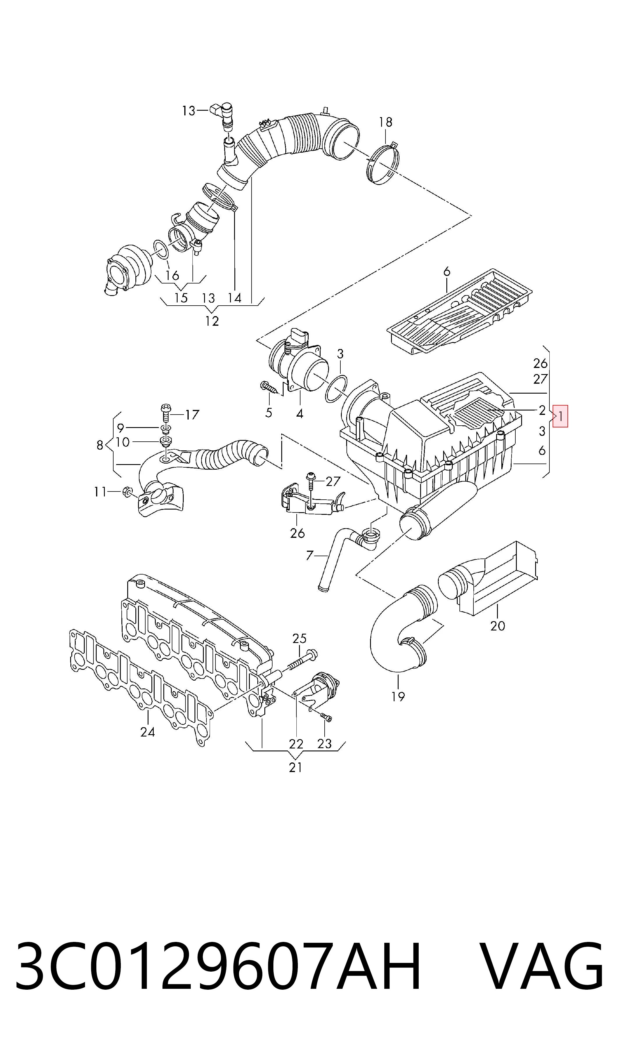 Comprar Caja del filtro de aire Audi Q3  8UB, 8UG