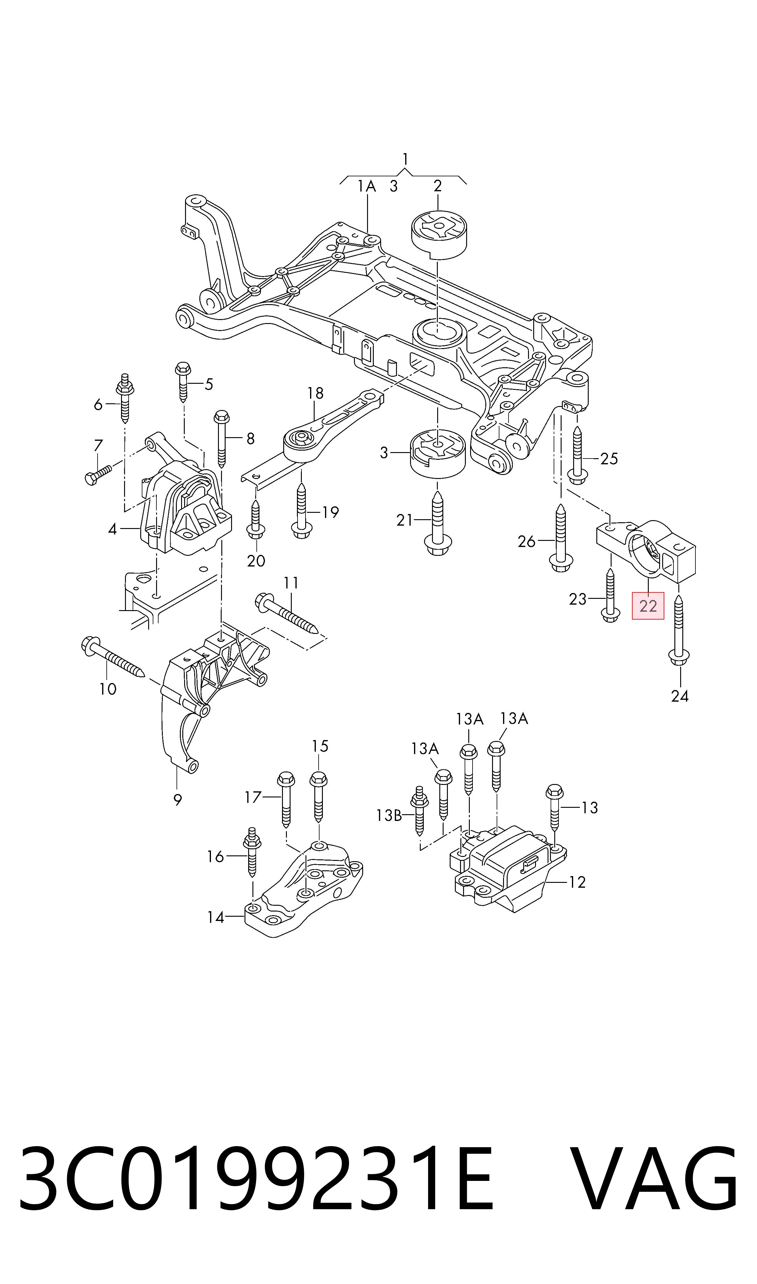 3C0199231E VAG Silentblock de brazo de suspensión delantero inferior