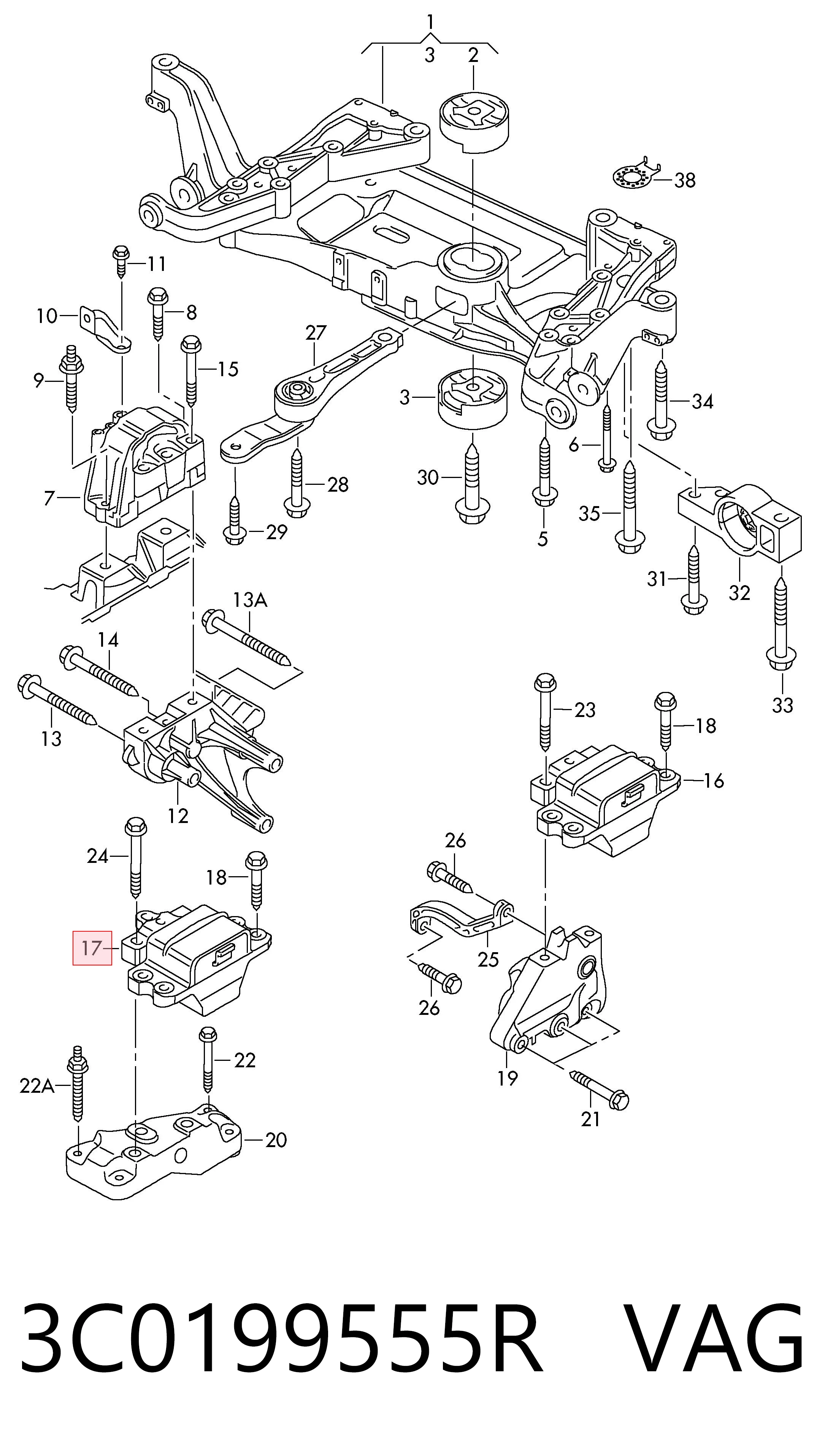 3C0199555R VAG Soporte de motor izquierdo
