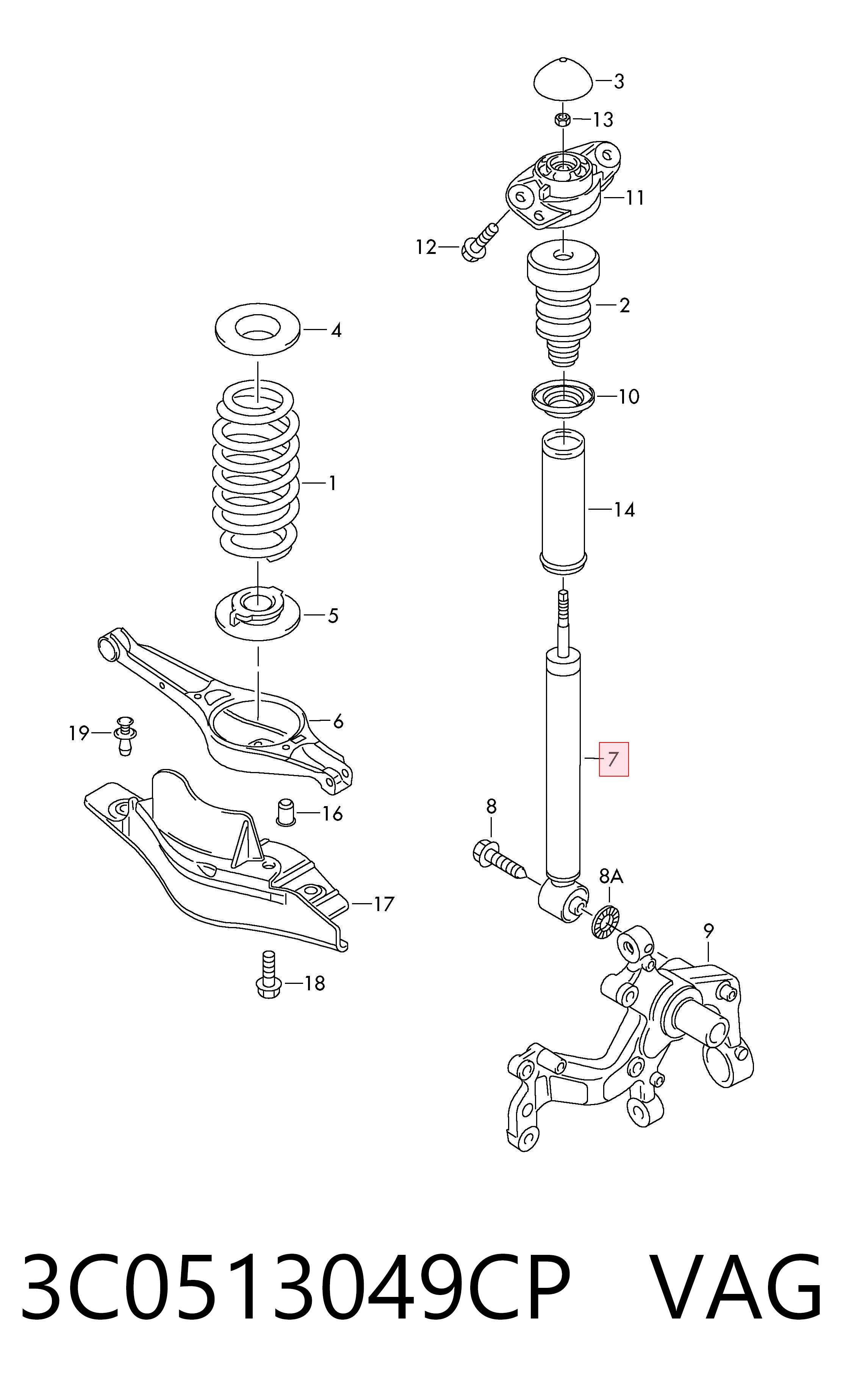Amortiguador trasero VAG 3C0513049CP precio, desde 59,59 EUR