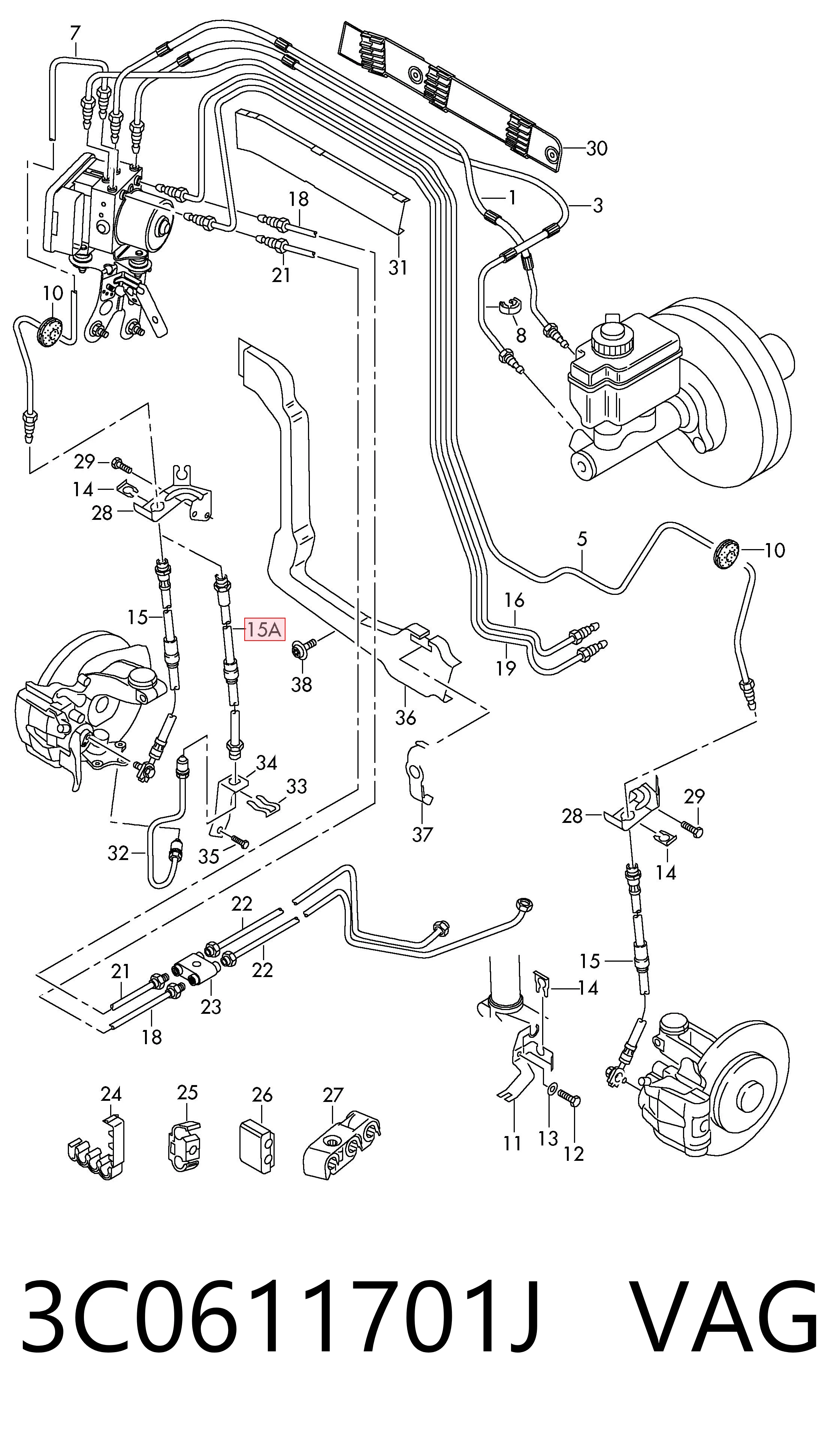 Latiguillos de freno delantero para Volkswagen Passat 3C2