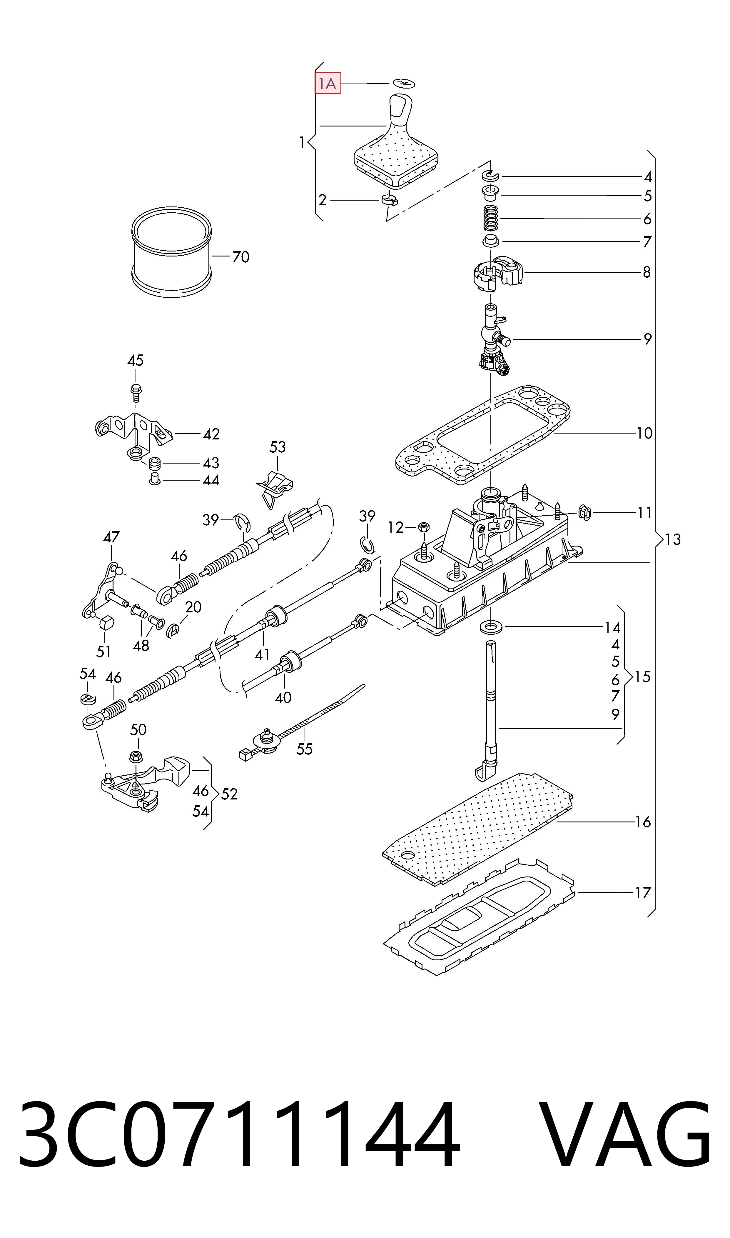 3C0711144 VAG Funda de la palanca de cambios
