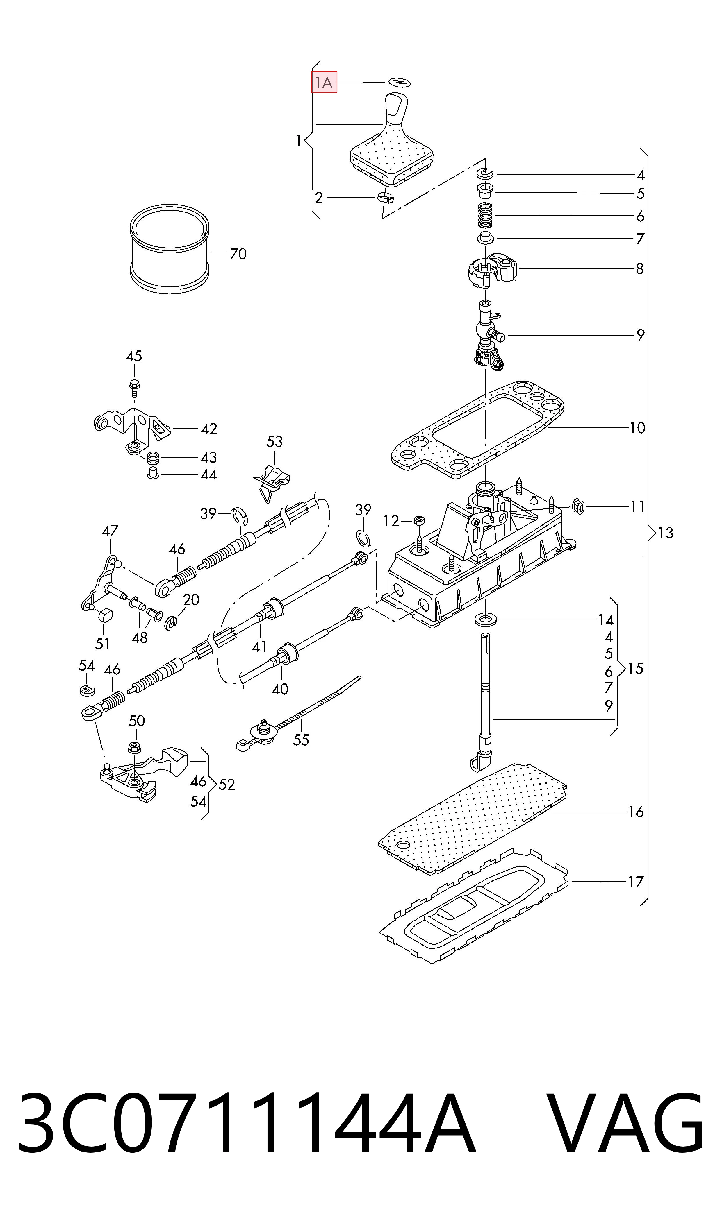 3C0711144A VAG Funda de la palanca de cambios