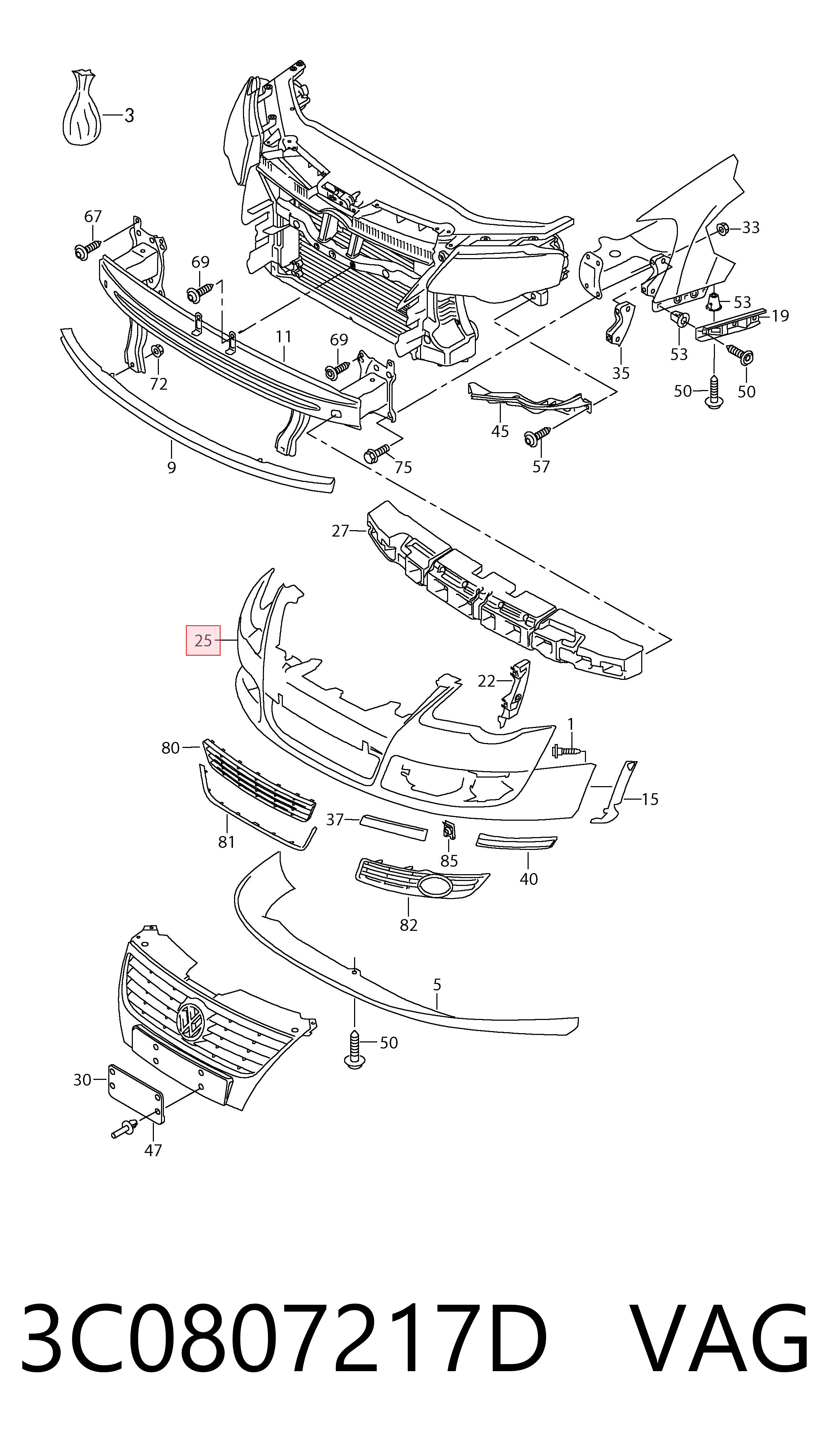 Paragolpes delantero para Volkswagen Passat B6 3C2
