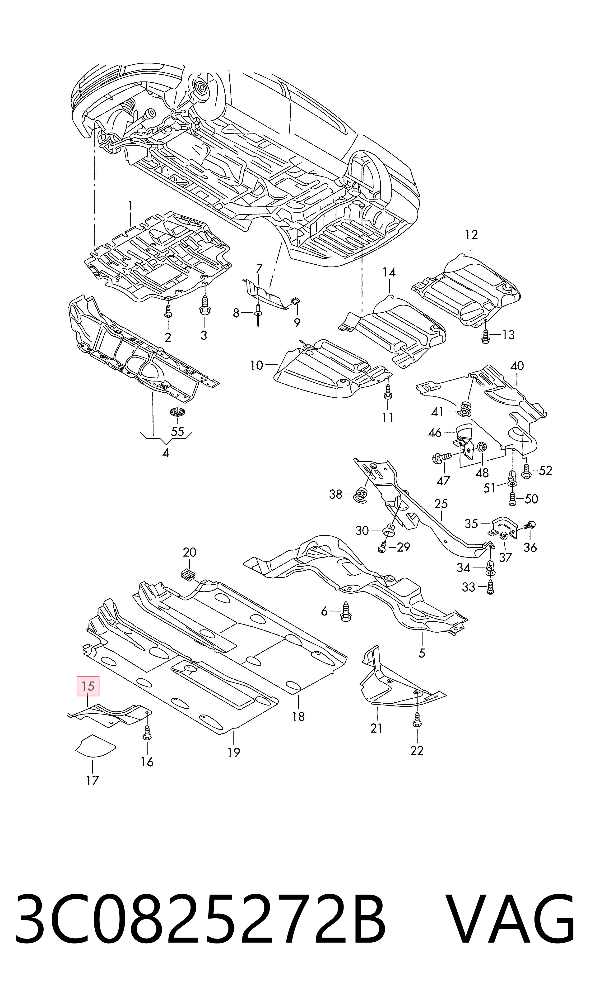 Protección derecha del motor VAG 3C0825272B precio, desde 29,08 EUR