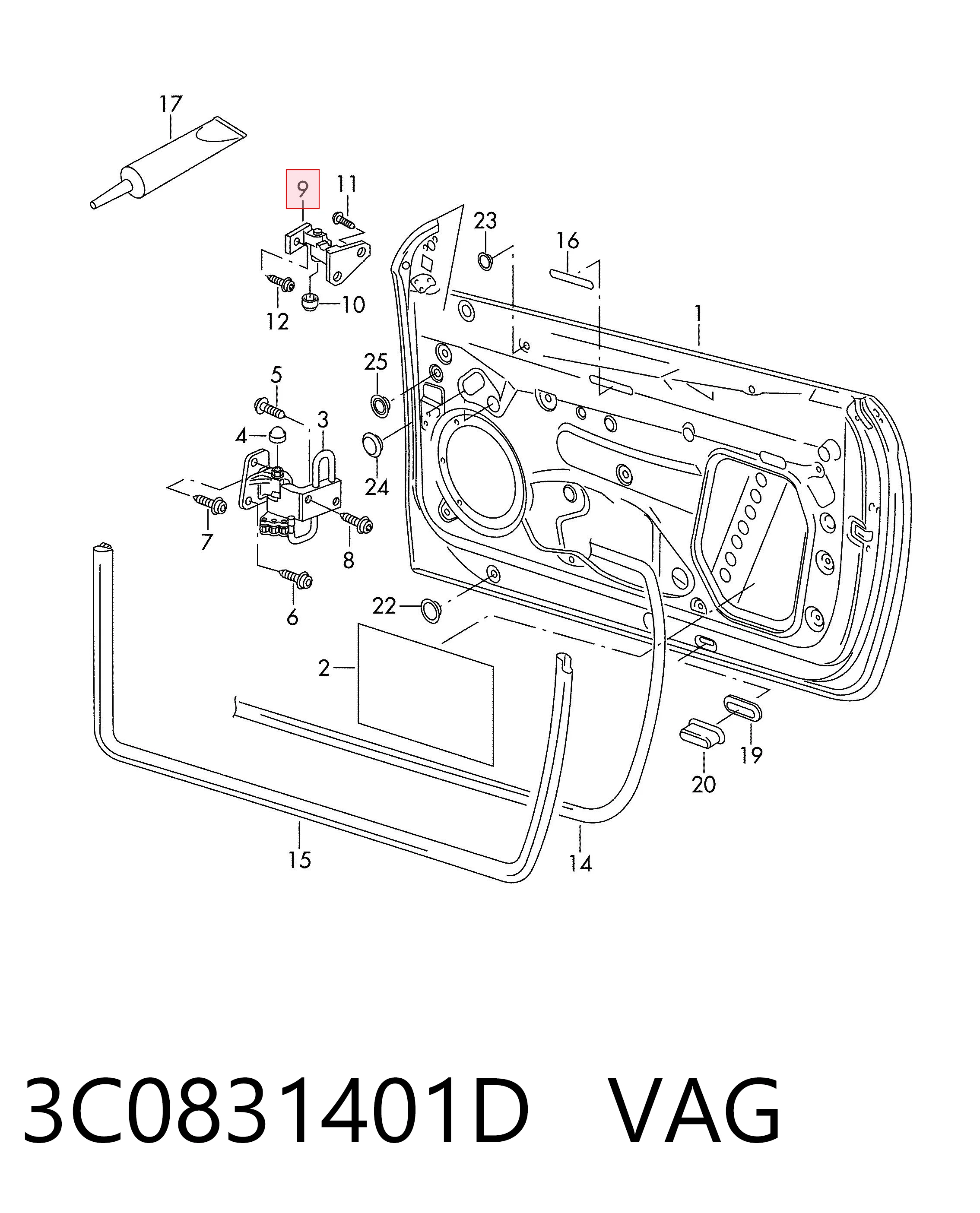 Bisagra de puerta delantera izquierda VAG 3C0831401D precio, desde 63,28 EUR