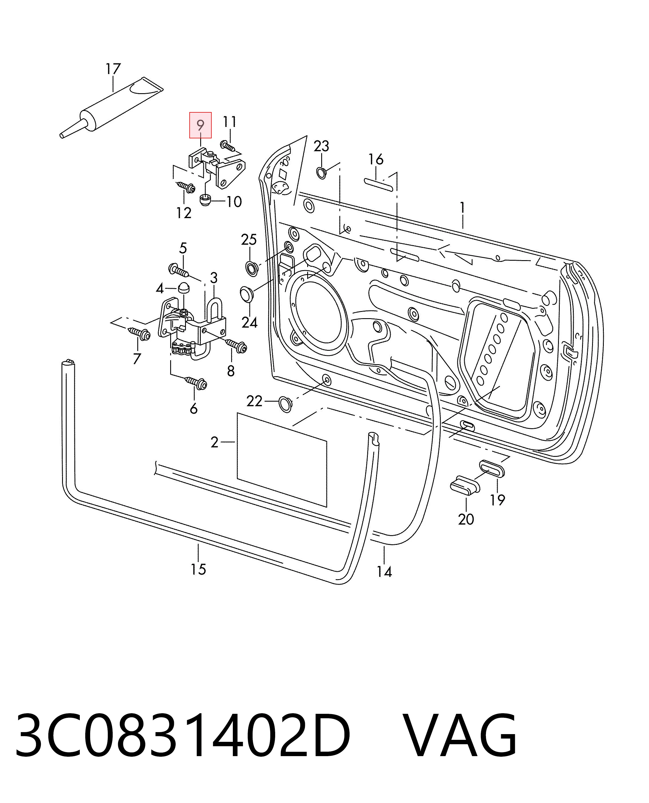 3C0831402D VAG Bisagra de la puerta delantera derecha