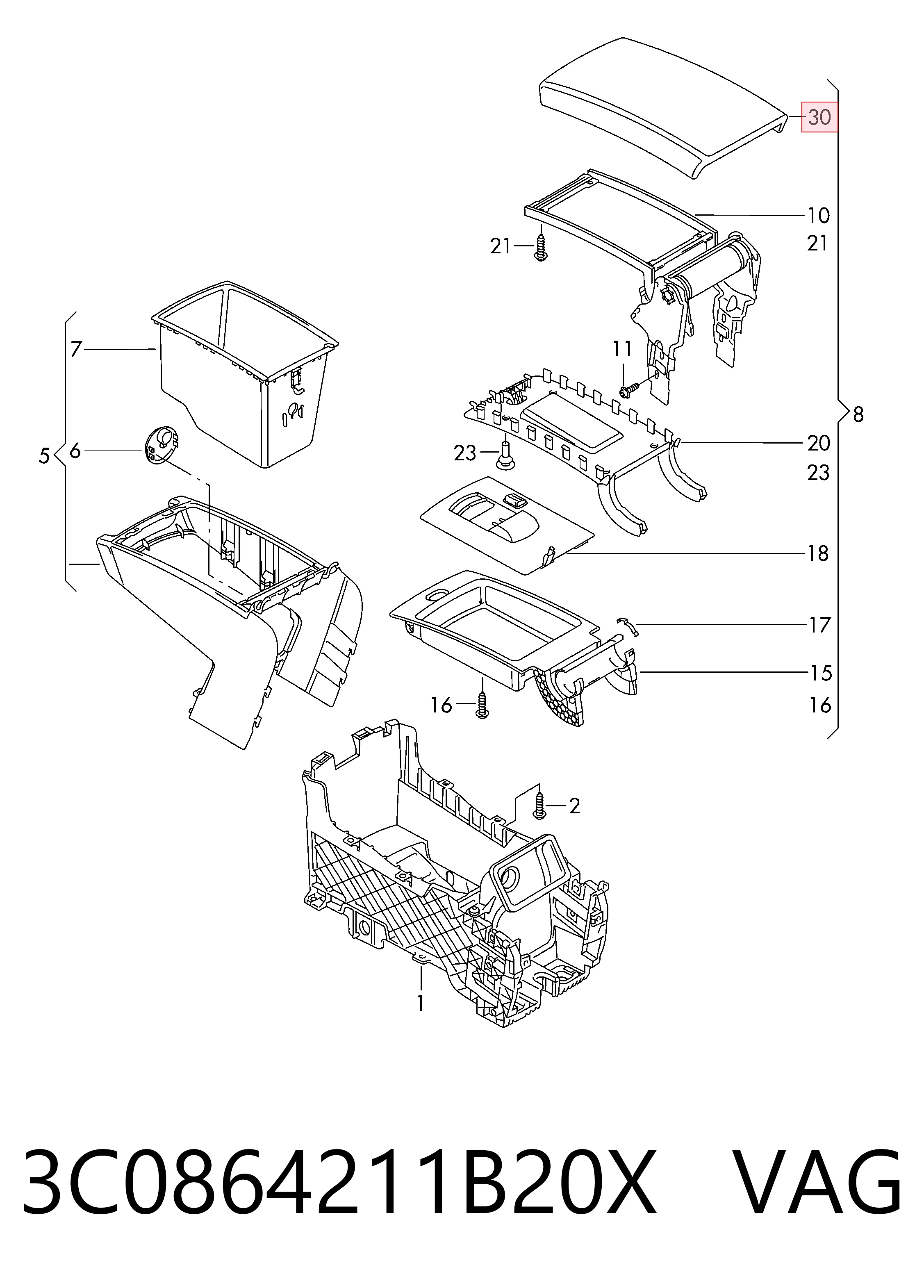 Apoyabrazos para Volkswagen Passat B6 3C2