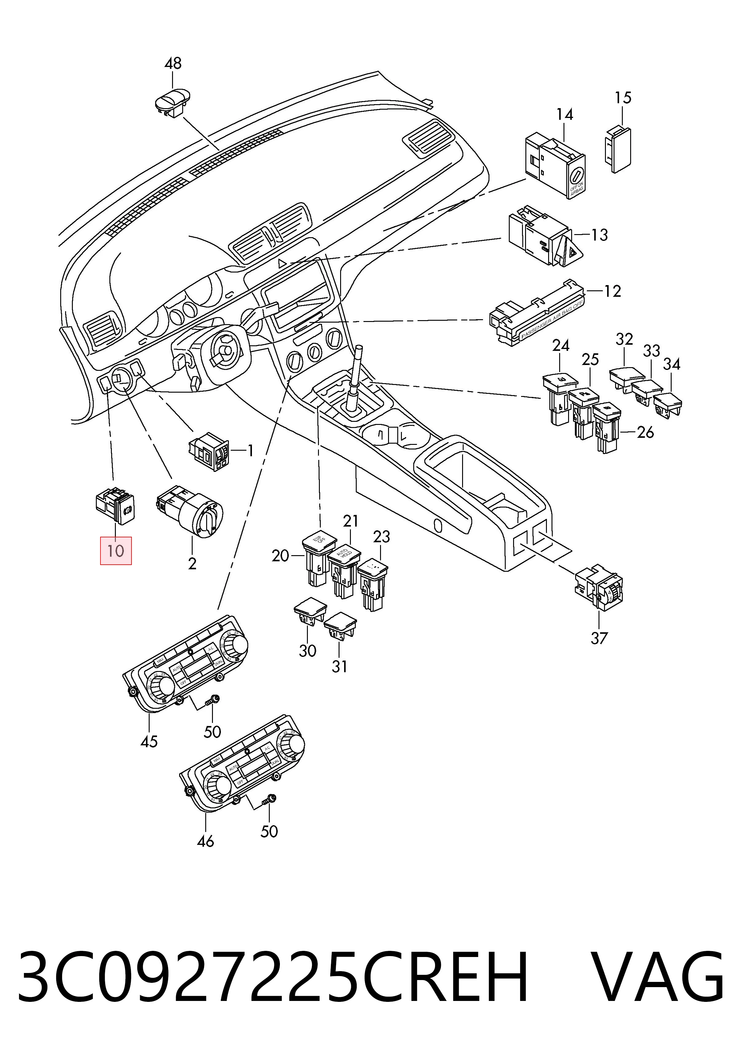 Comprar 3C0927225CREH VAG Interruptor del freno de estacionamiento electromecánico