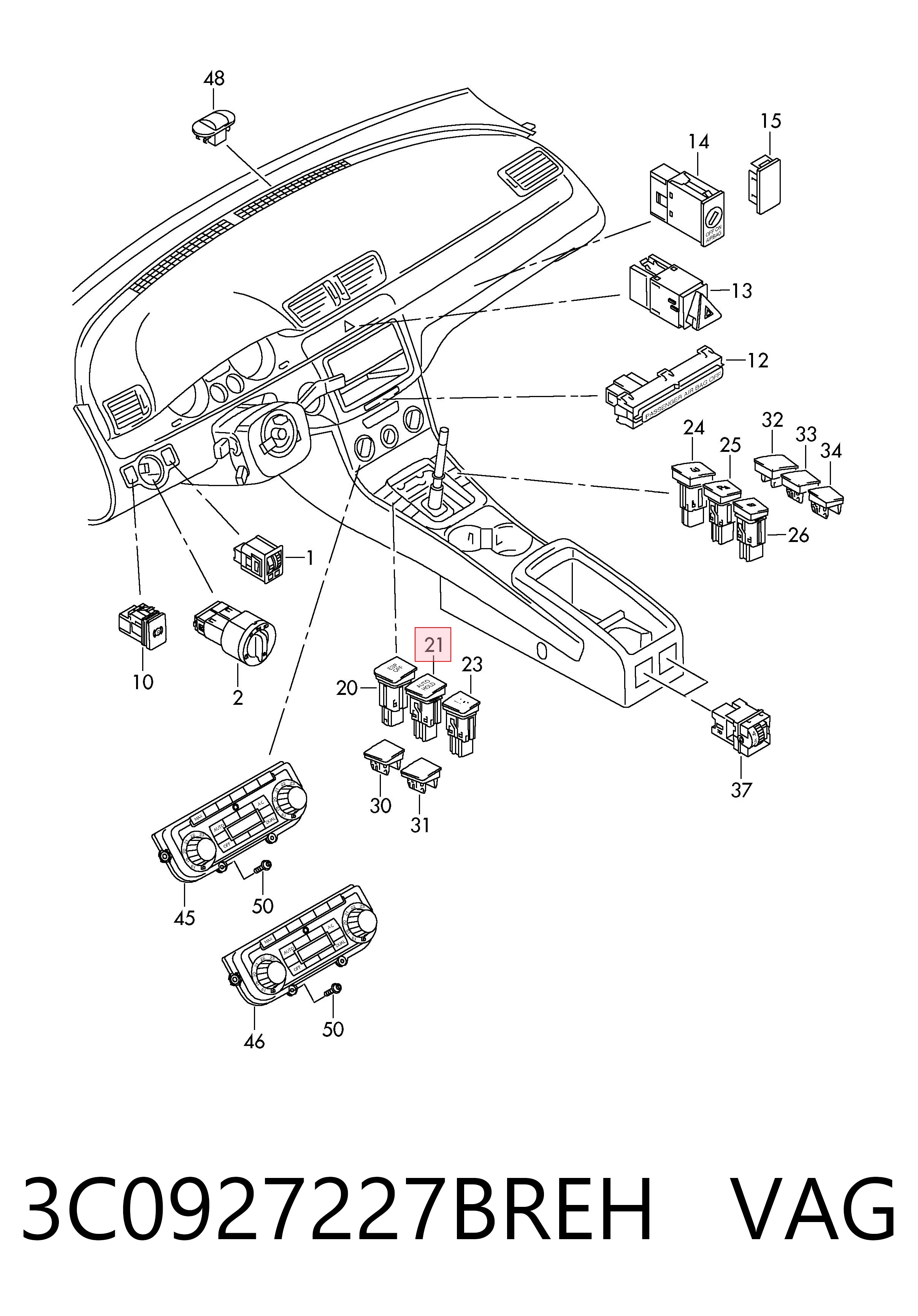 3C0927227BREH VAG Interruptor del freno de estacionamiento electromecánico