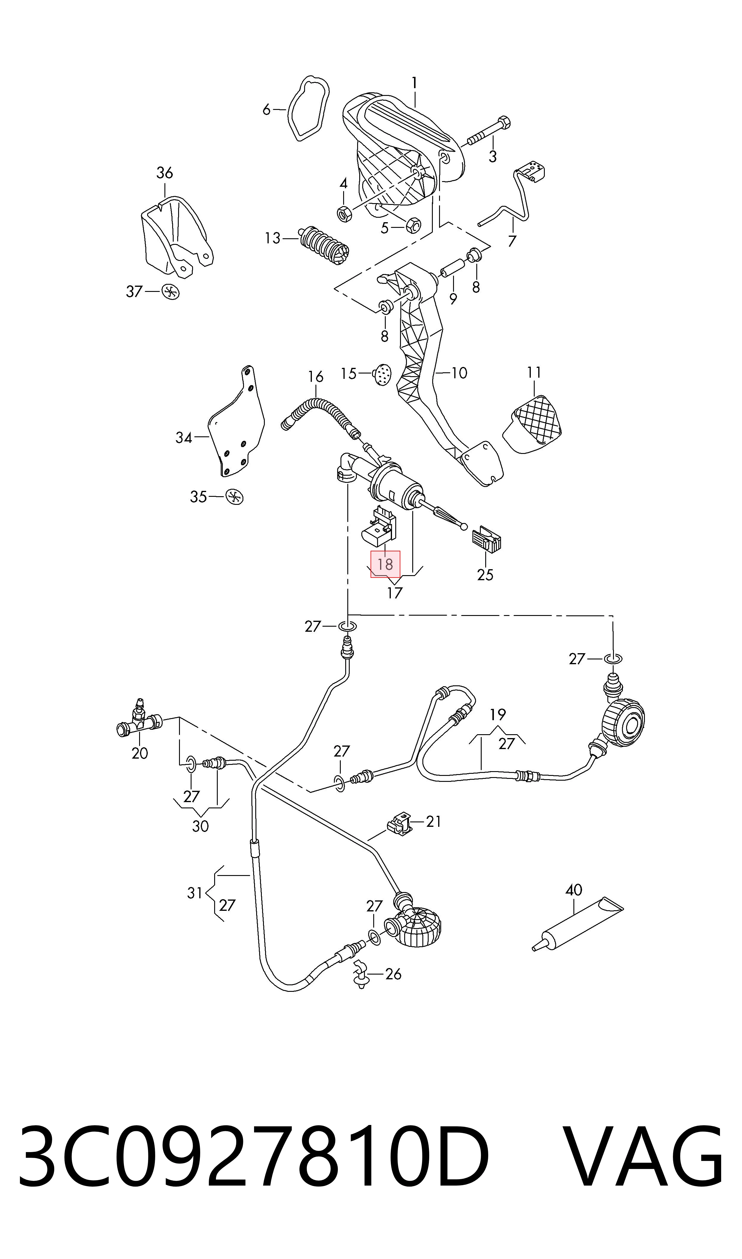 3C0927810D VAG Sensor de posición del pedal de embrague