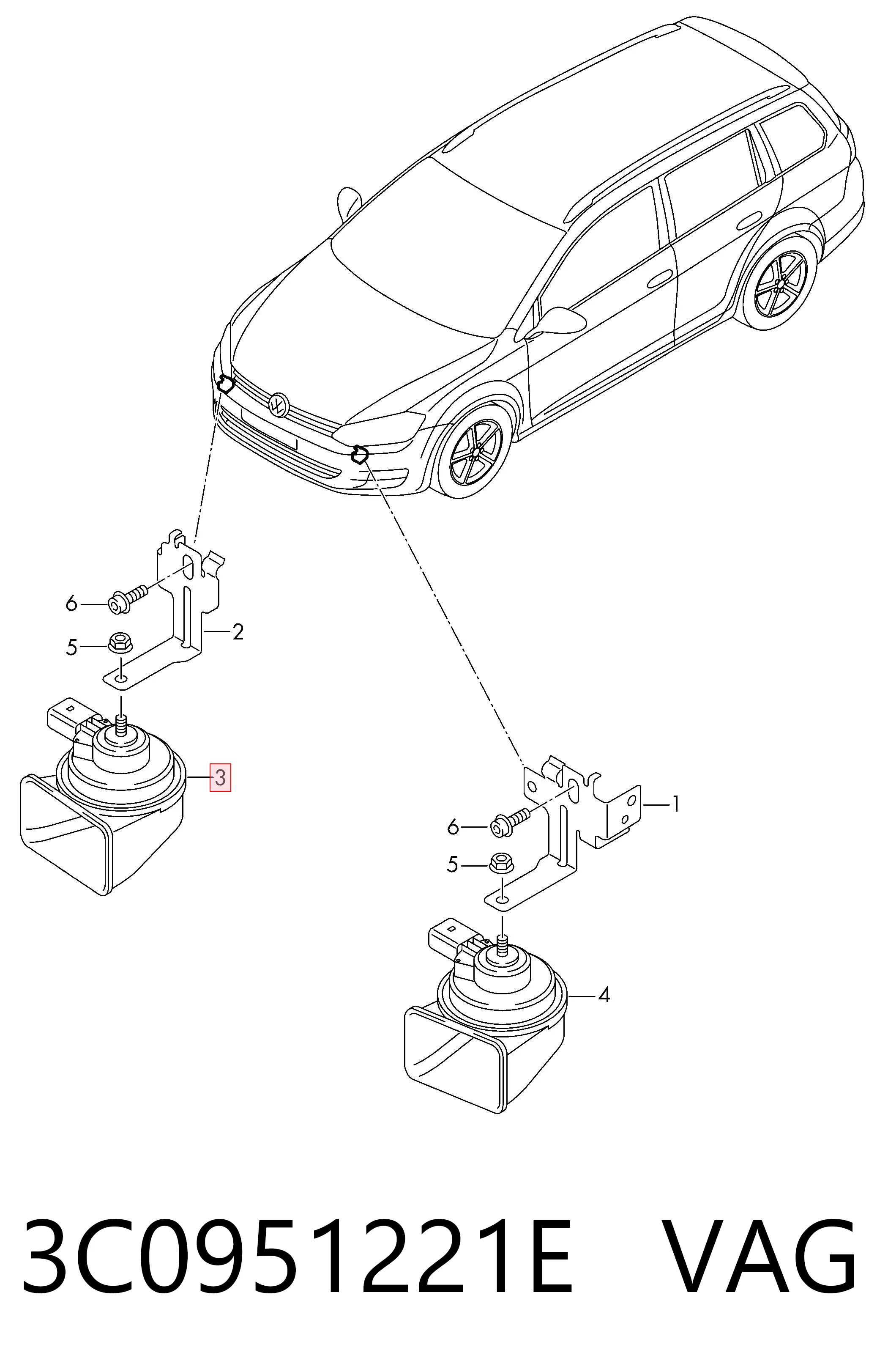 3C0951221E VAG Claxon