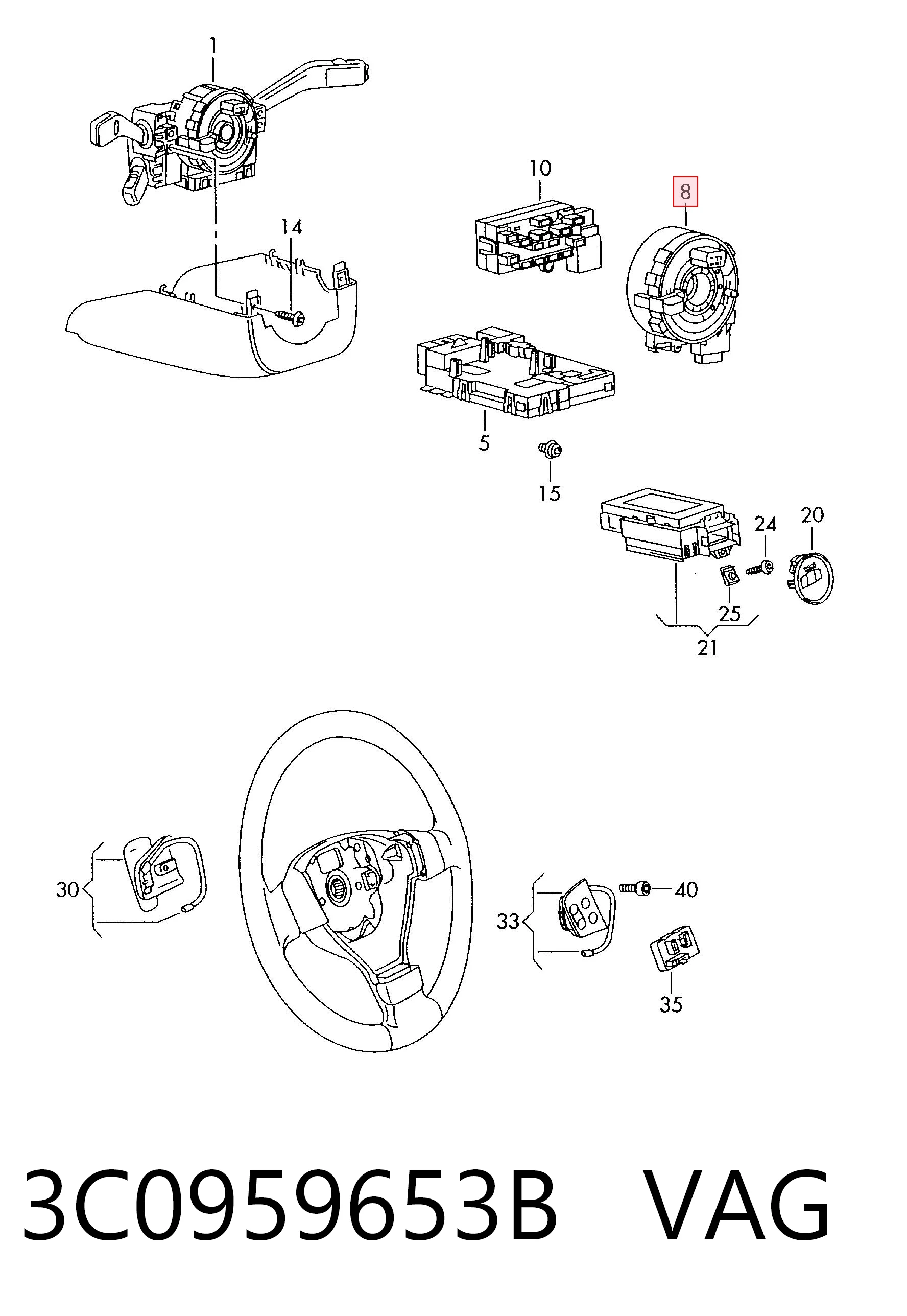 Comprar 3C0959653B VAG Anillo AIRBAG