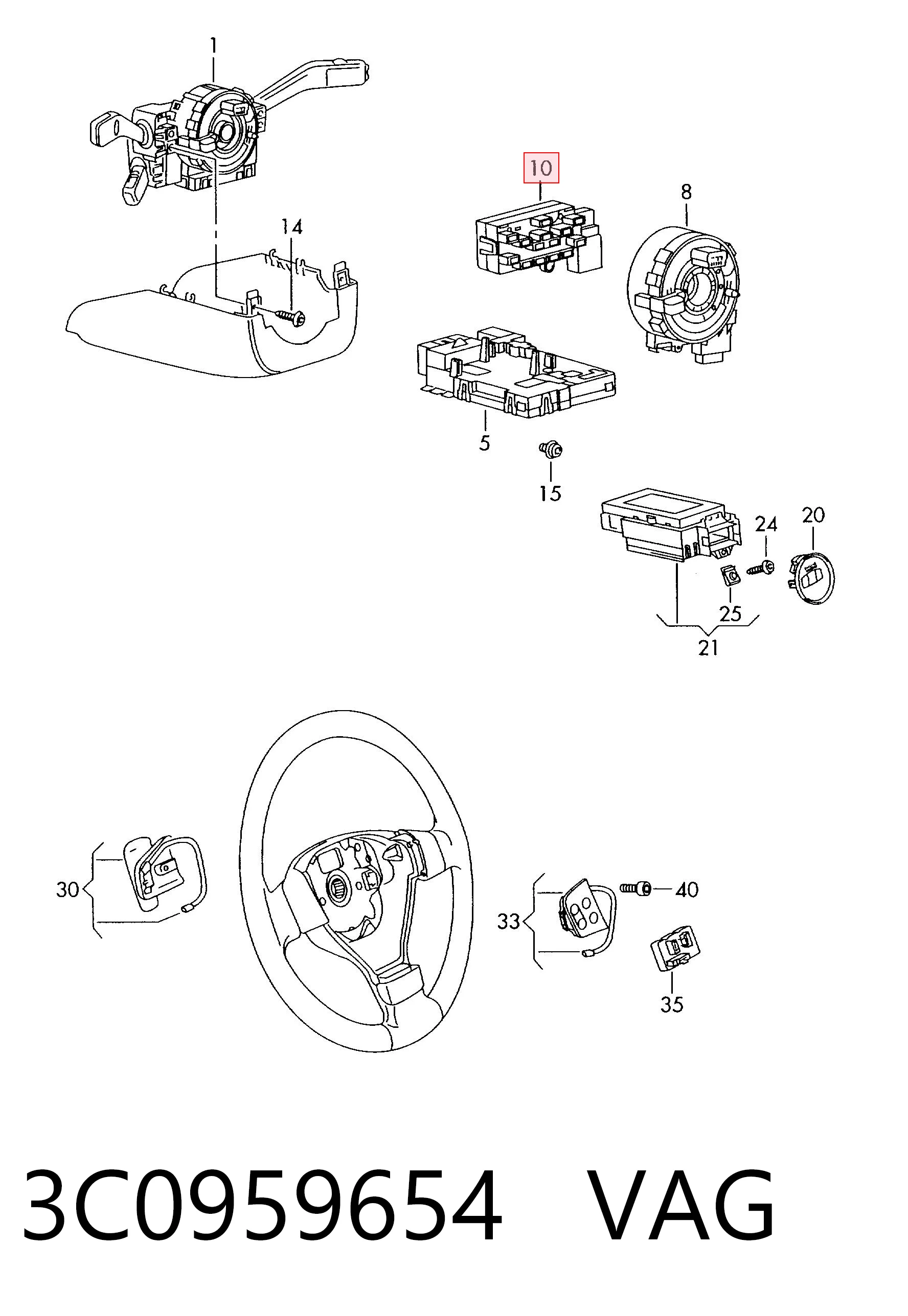Sensor de ángulo de giro del volante VAG 3C0959654 precio, desde 47,64 EUR