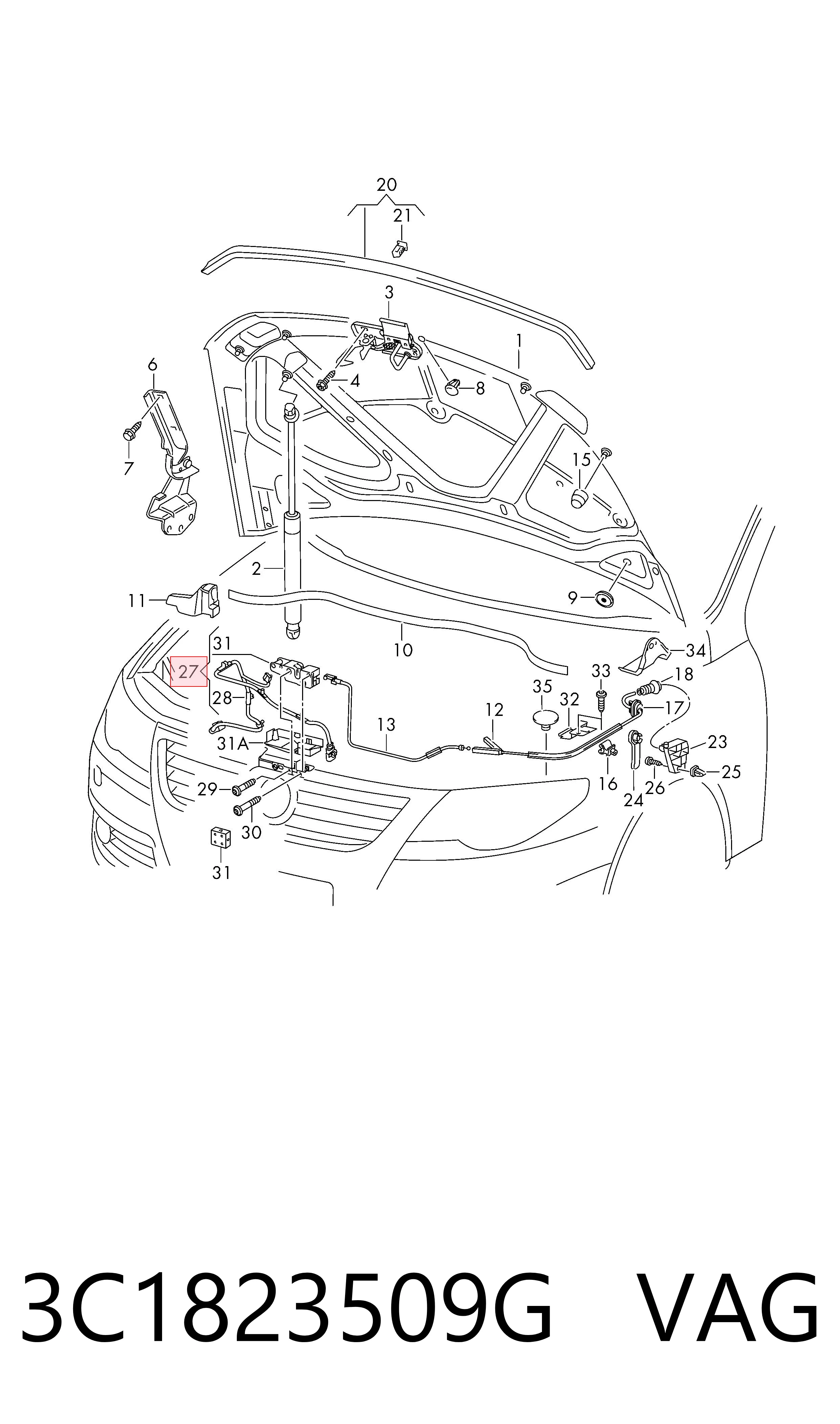 Cerradura del capó de motor VEMO/Vaico V109068