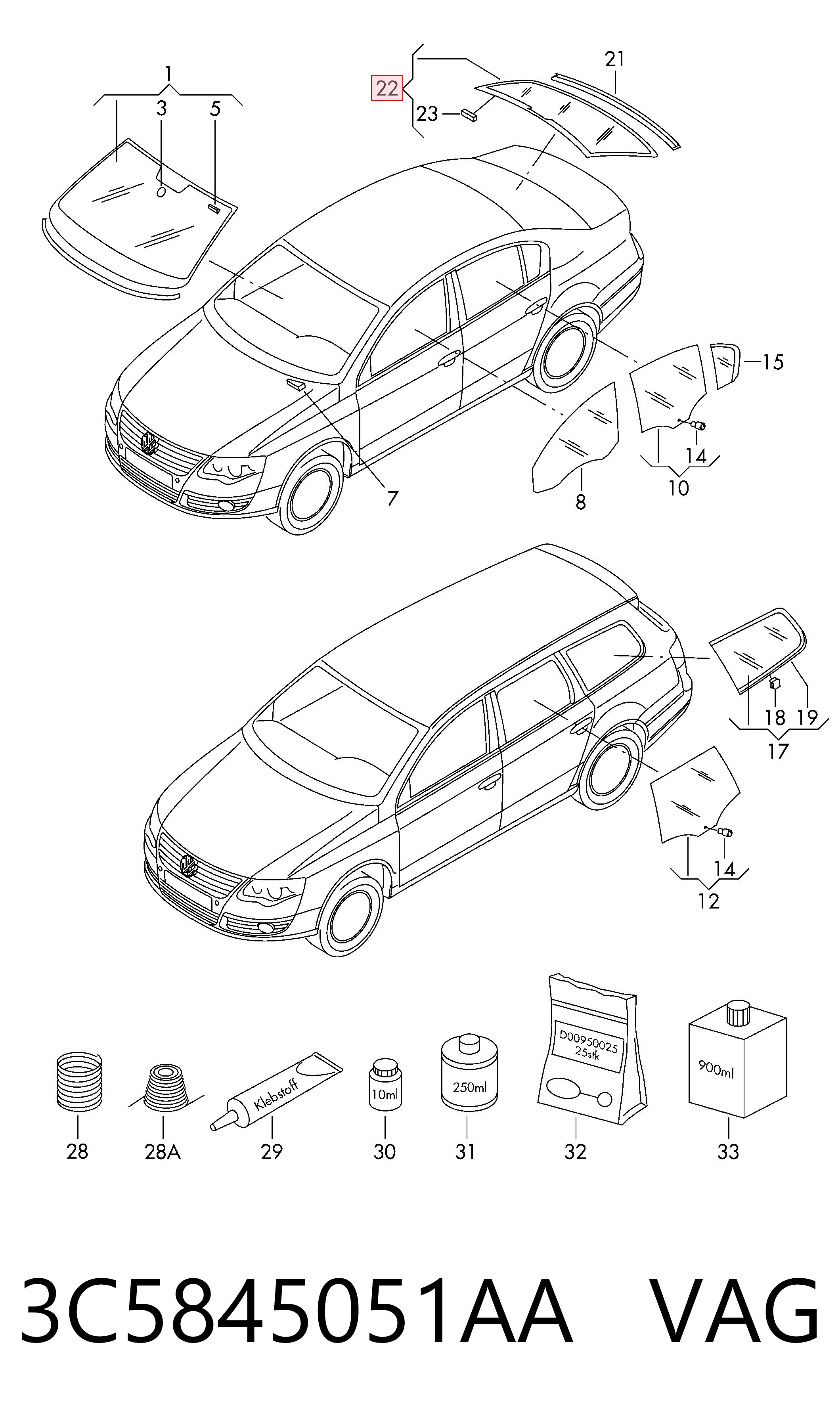 Vidrio trasero para Volkswagen Passat B7 362