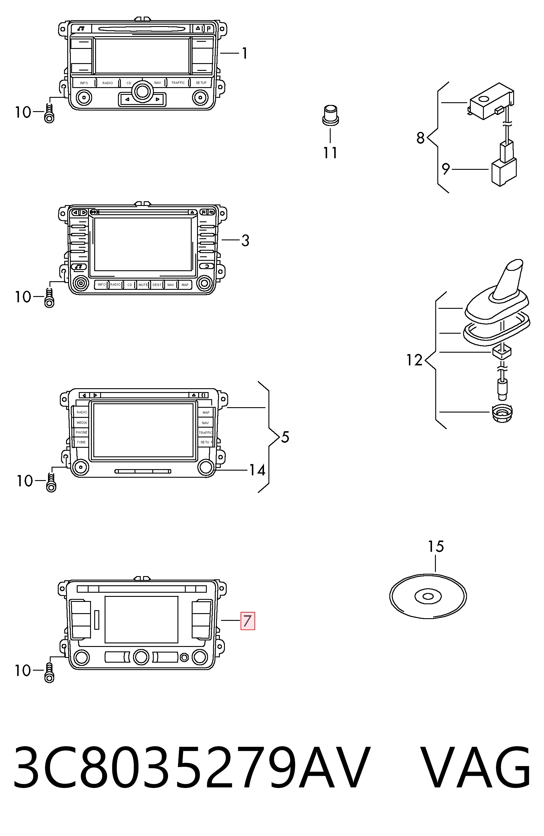 Pantalla multifuncion para Volkswagen Passat B7 362