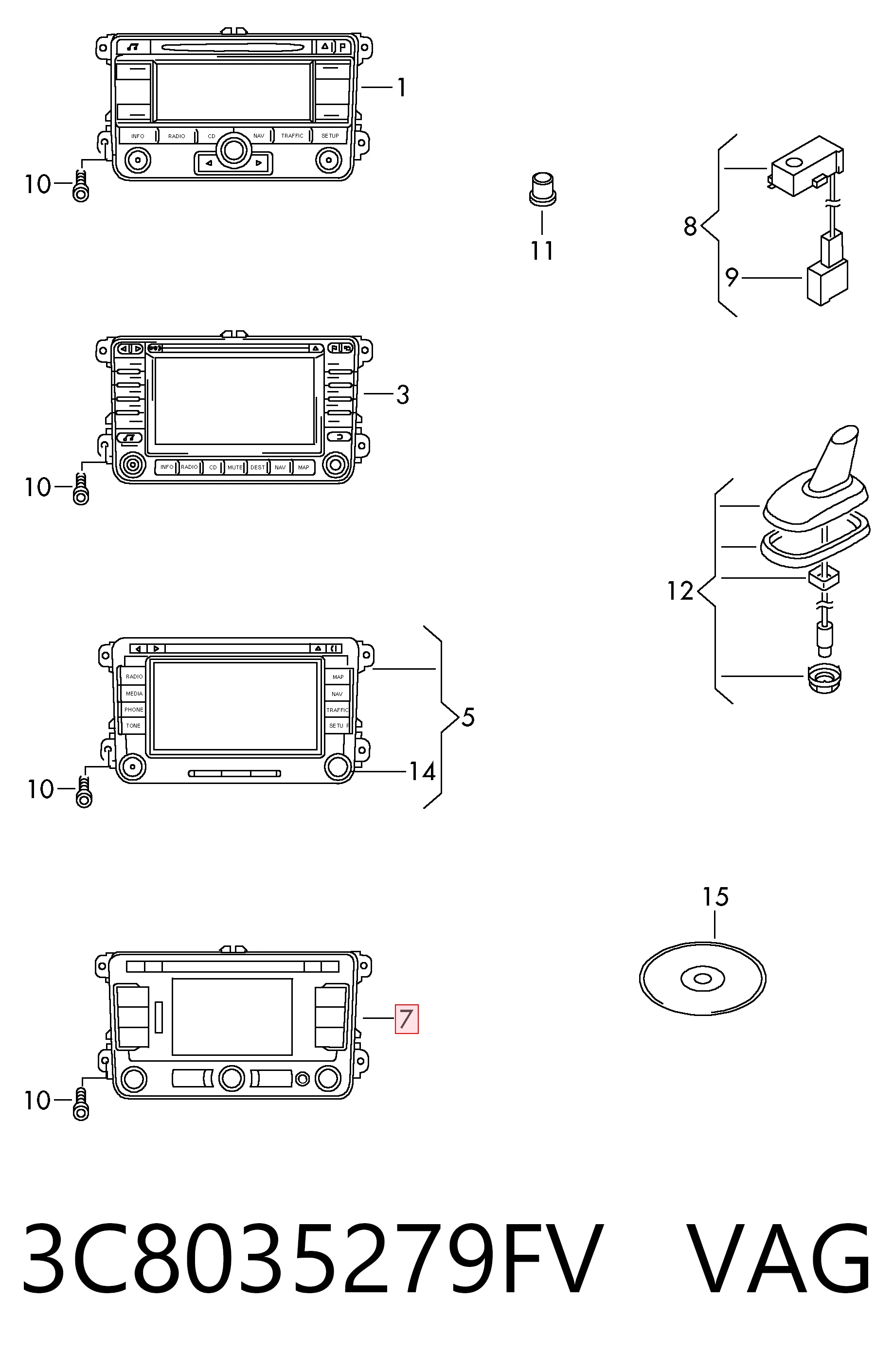 Pantalla multifuncion para Volkswagen Caddy III 2KA, 2KH, 2CA, 2CH