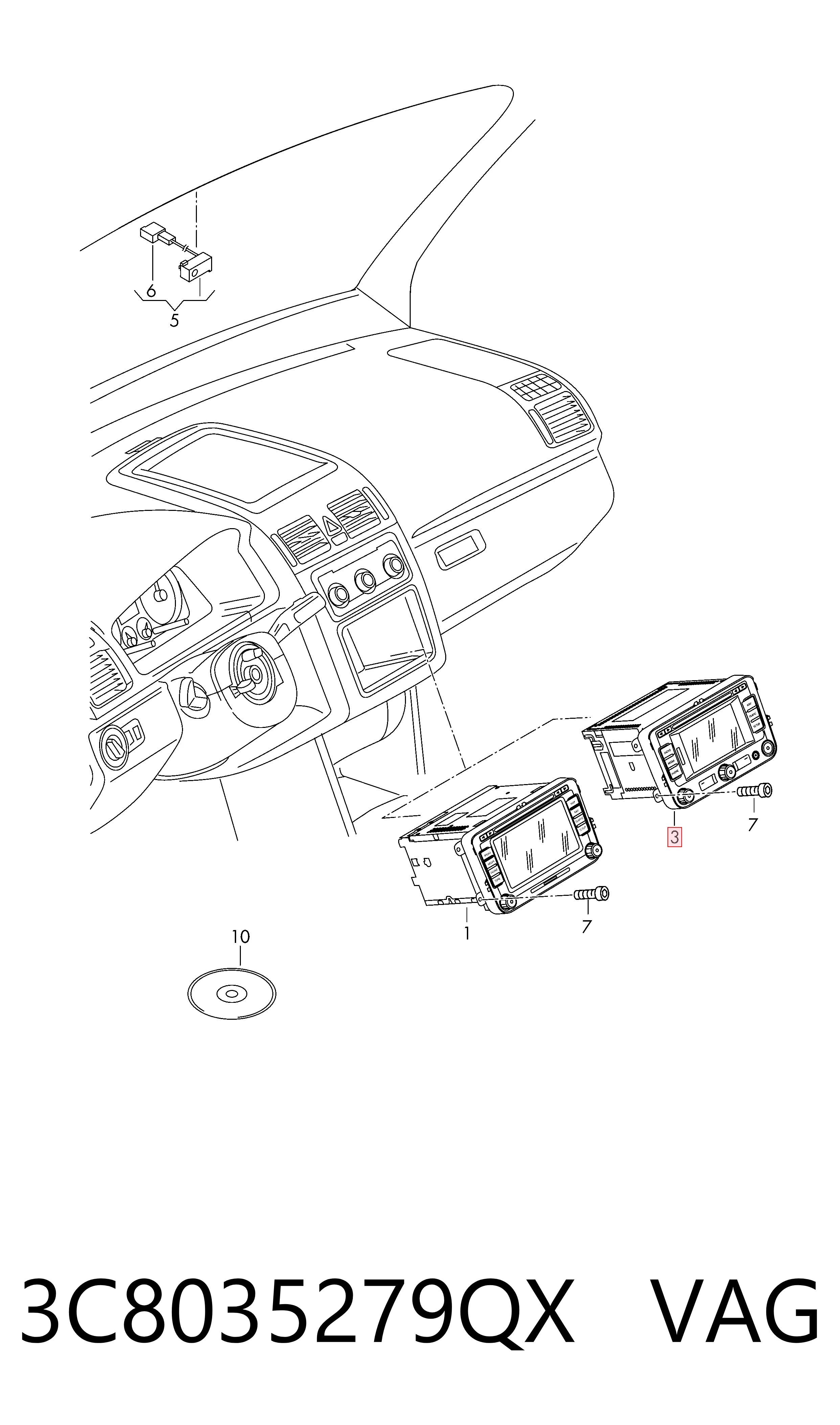 Pantalla para Volkswagen Transporter 7HB, 7HJ, 7EB, 7EJ