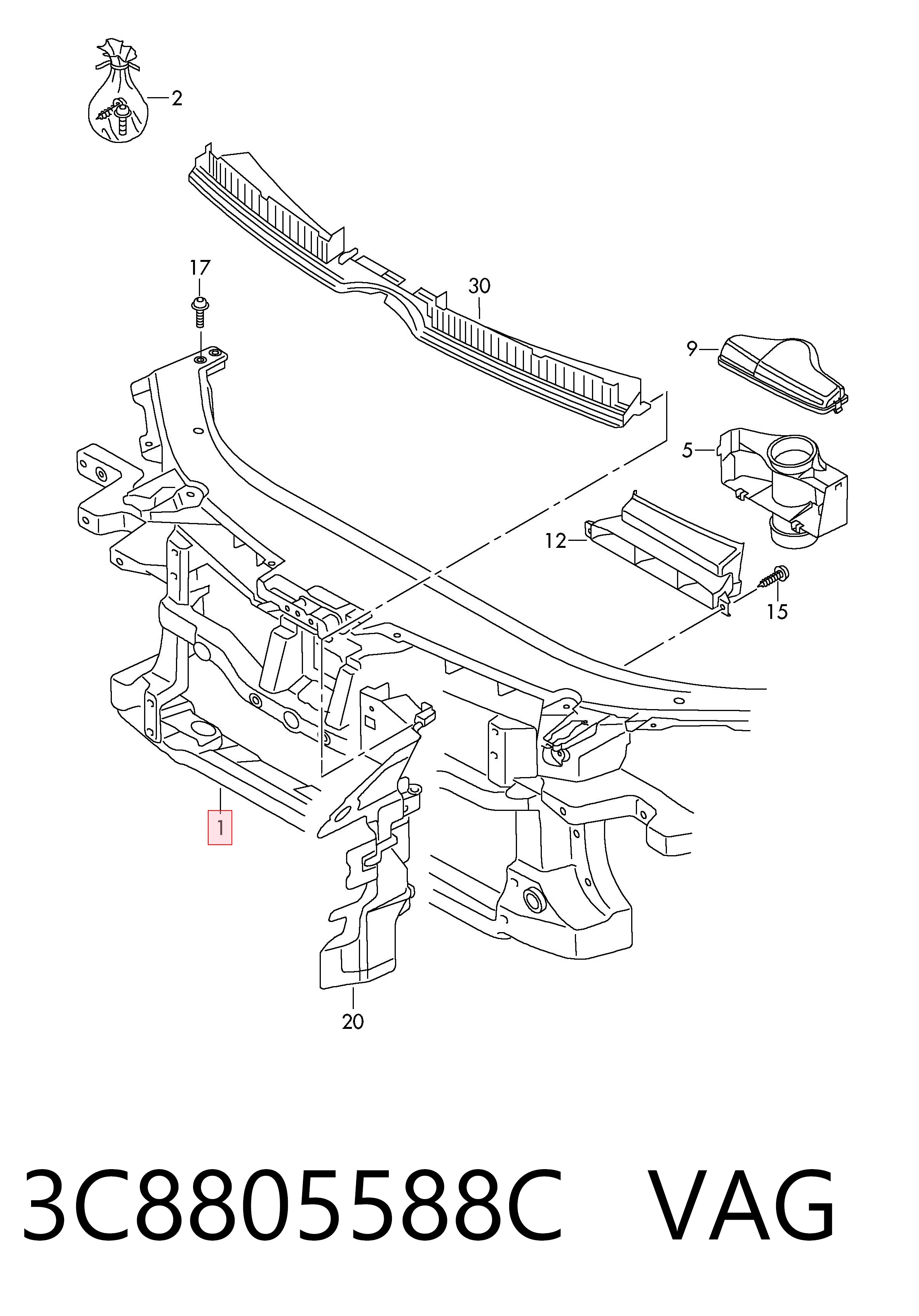 Panel de soporte del radiador y montaje de faros Volkswagen Passat CC B6 sedán (357) (2008 - 2012) precio, desde 108,16 EUR